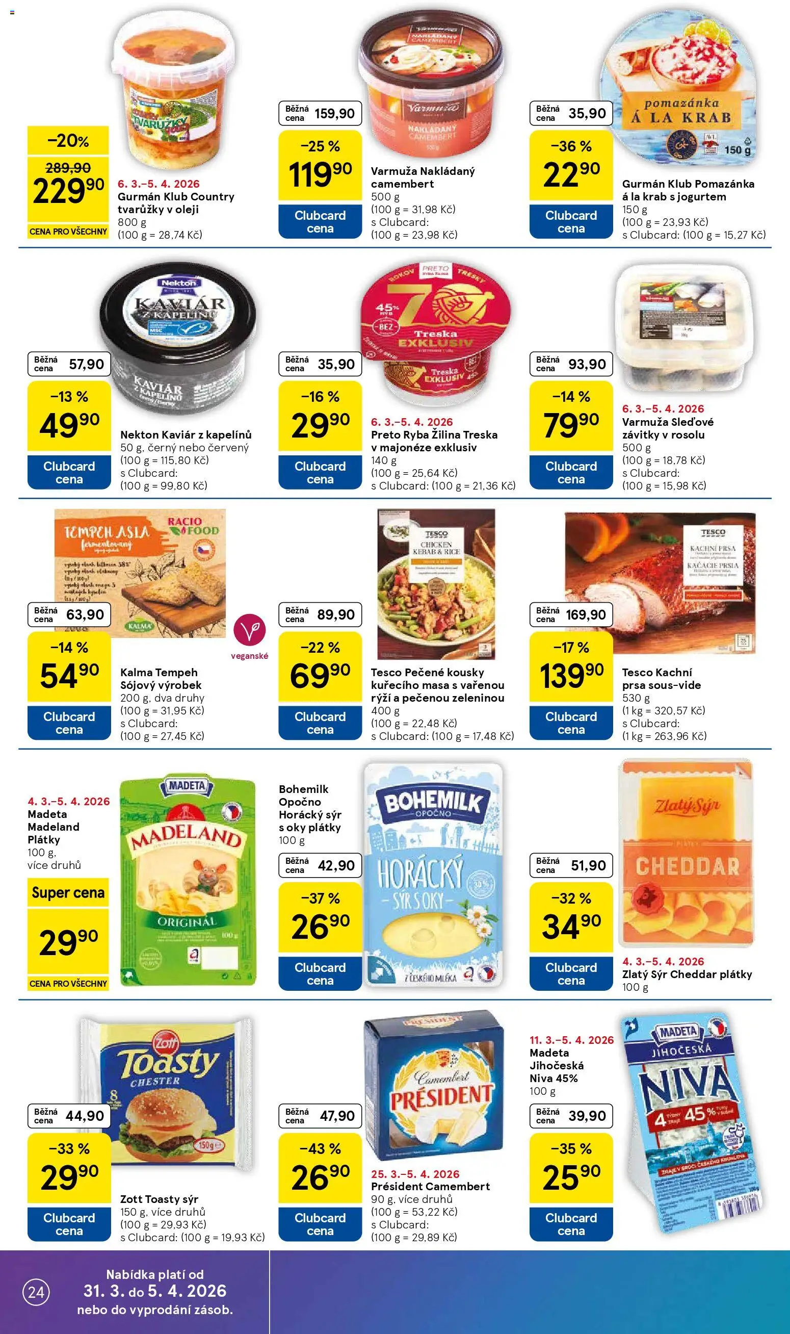 Tesco leták - Hypermarket od 31.03.2026 | Strana: 24 | Produkty: Treska, Rýži, Niva, Cheddar