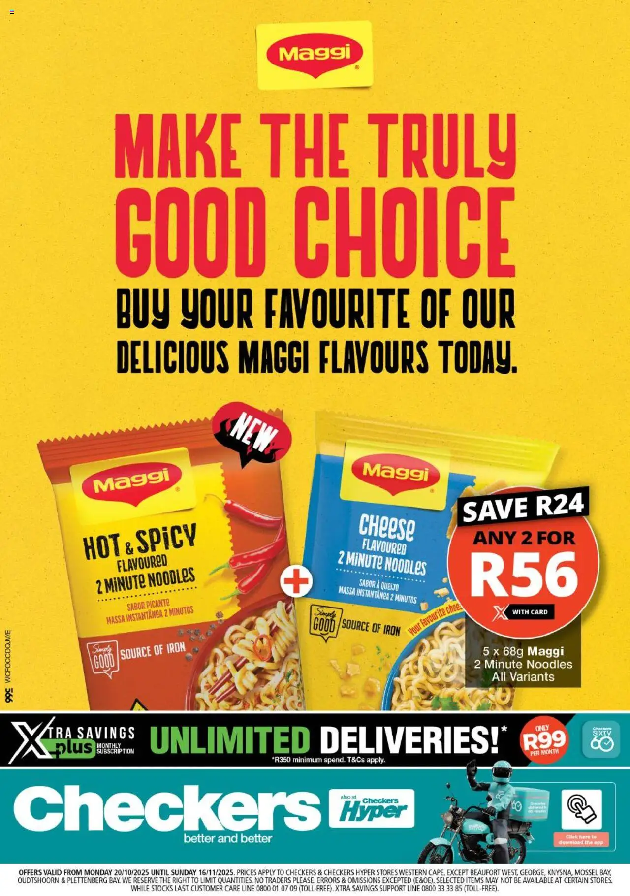 New Checkers catalogue – valid from 19.10.2025 | Page: 1 | Products: Iron, Cheese, Noodles