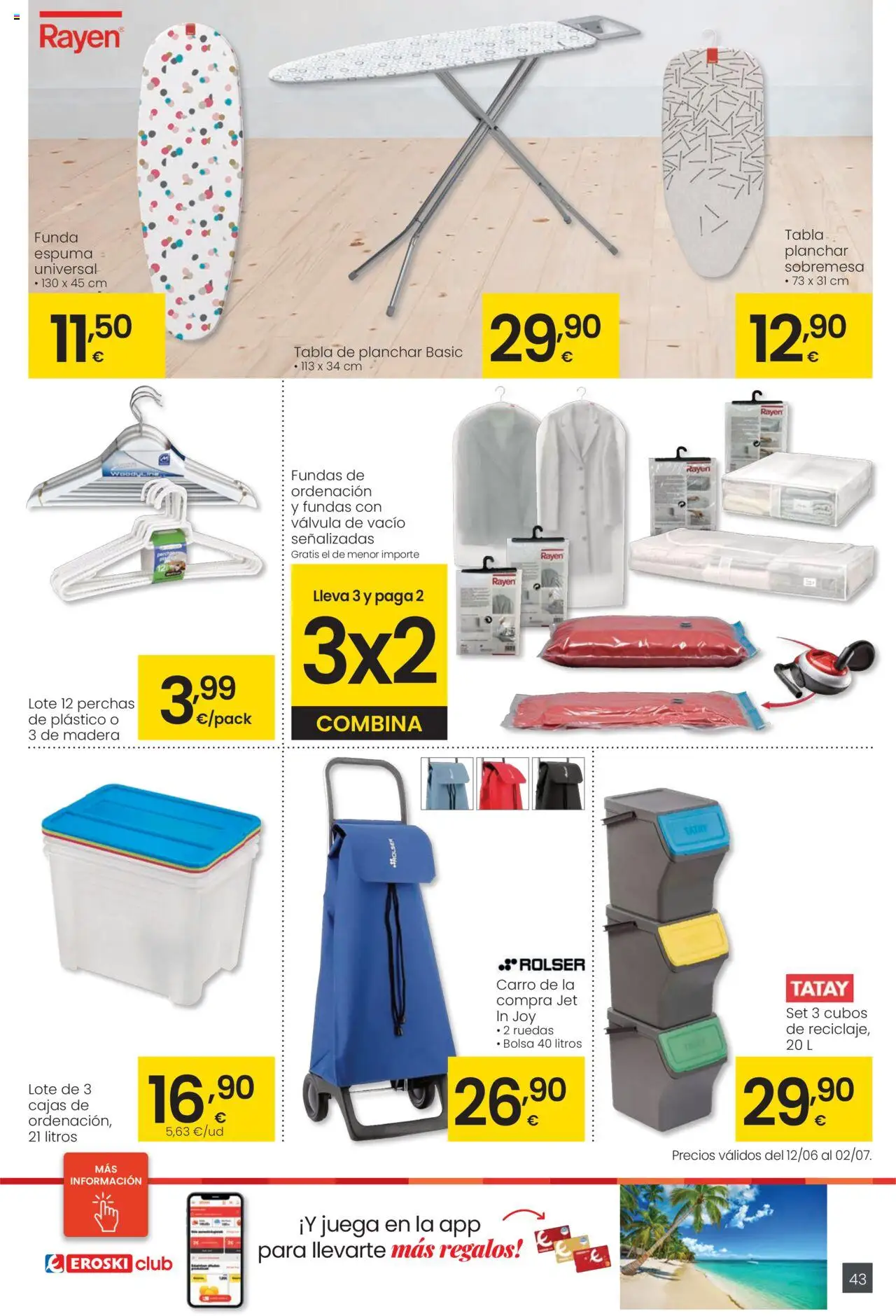 Eroski - Para conquistarte │ válido desde el 12.06.2025 | Página: 43 | Productos: Tabla de planchar, Juega, Funda, Bolsa