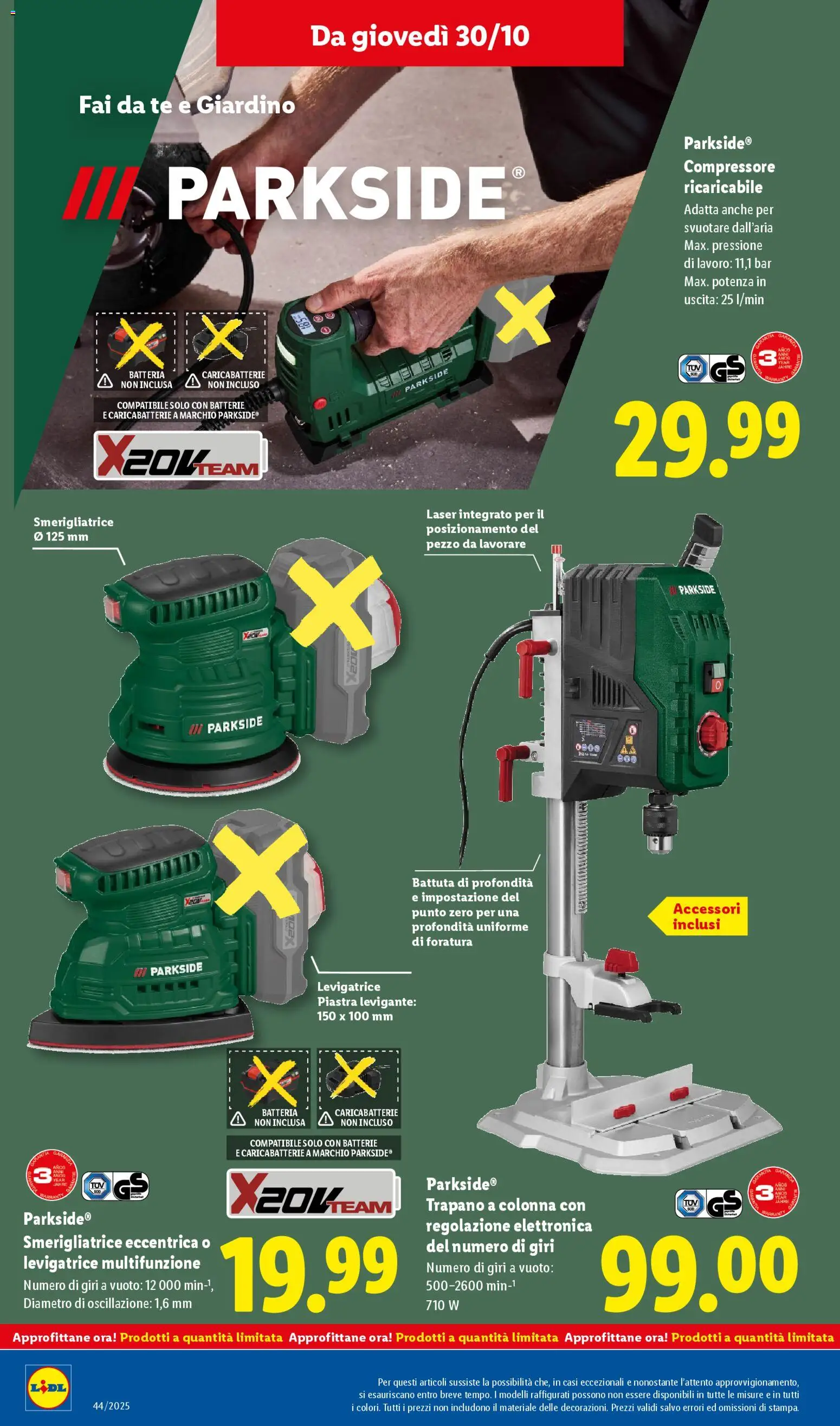 Volantino Lidl del 27.10.2025 | Pagina: 46 | Prodotti: Tè, Compressore, Smerigliatrice, Caricabatterie