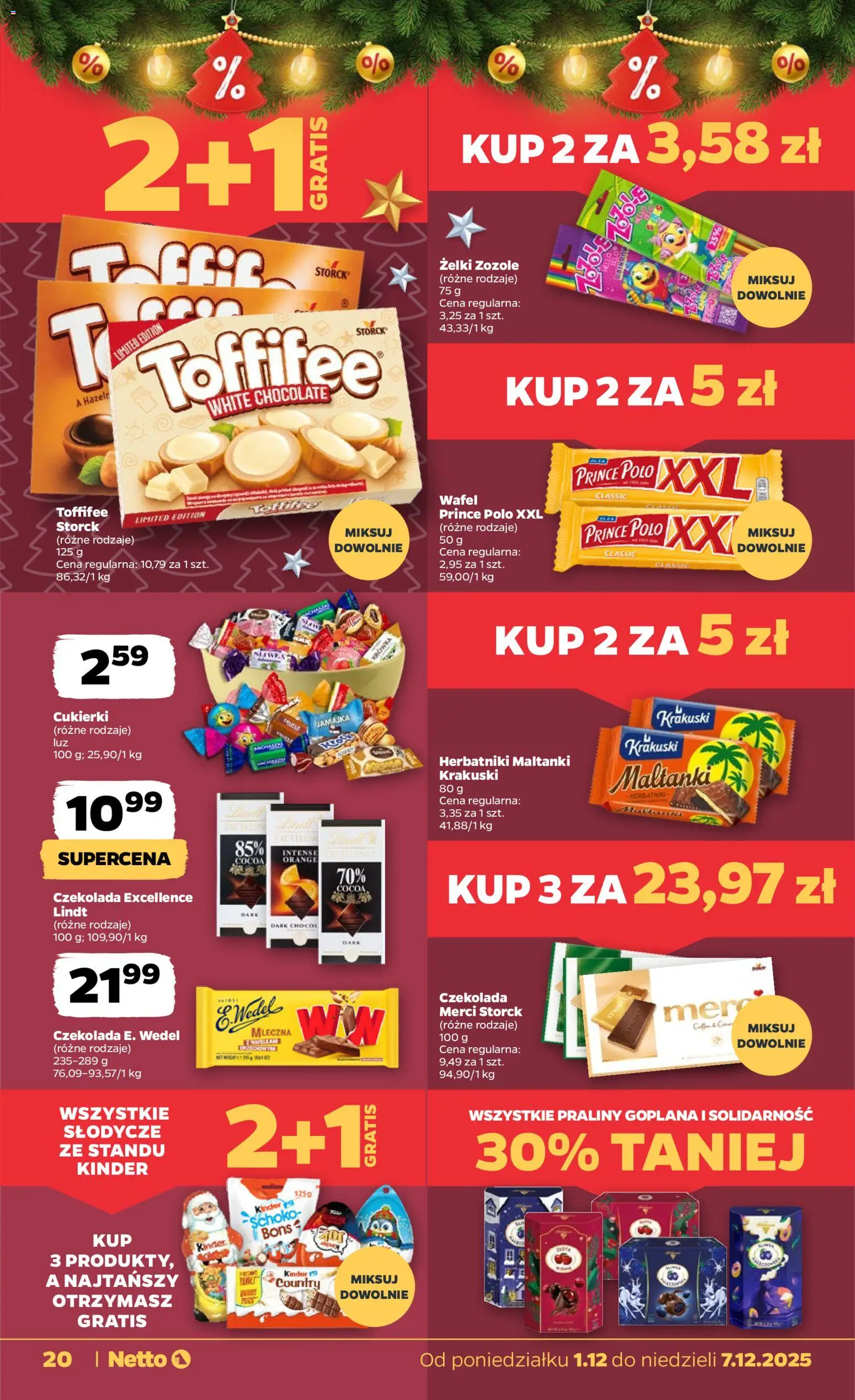 Netto gazetka - Spożywcza od 01.12.2025 | Strona: 20 | Produkty: Słodycze, Merci, Żelki, Cukierki