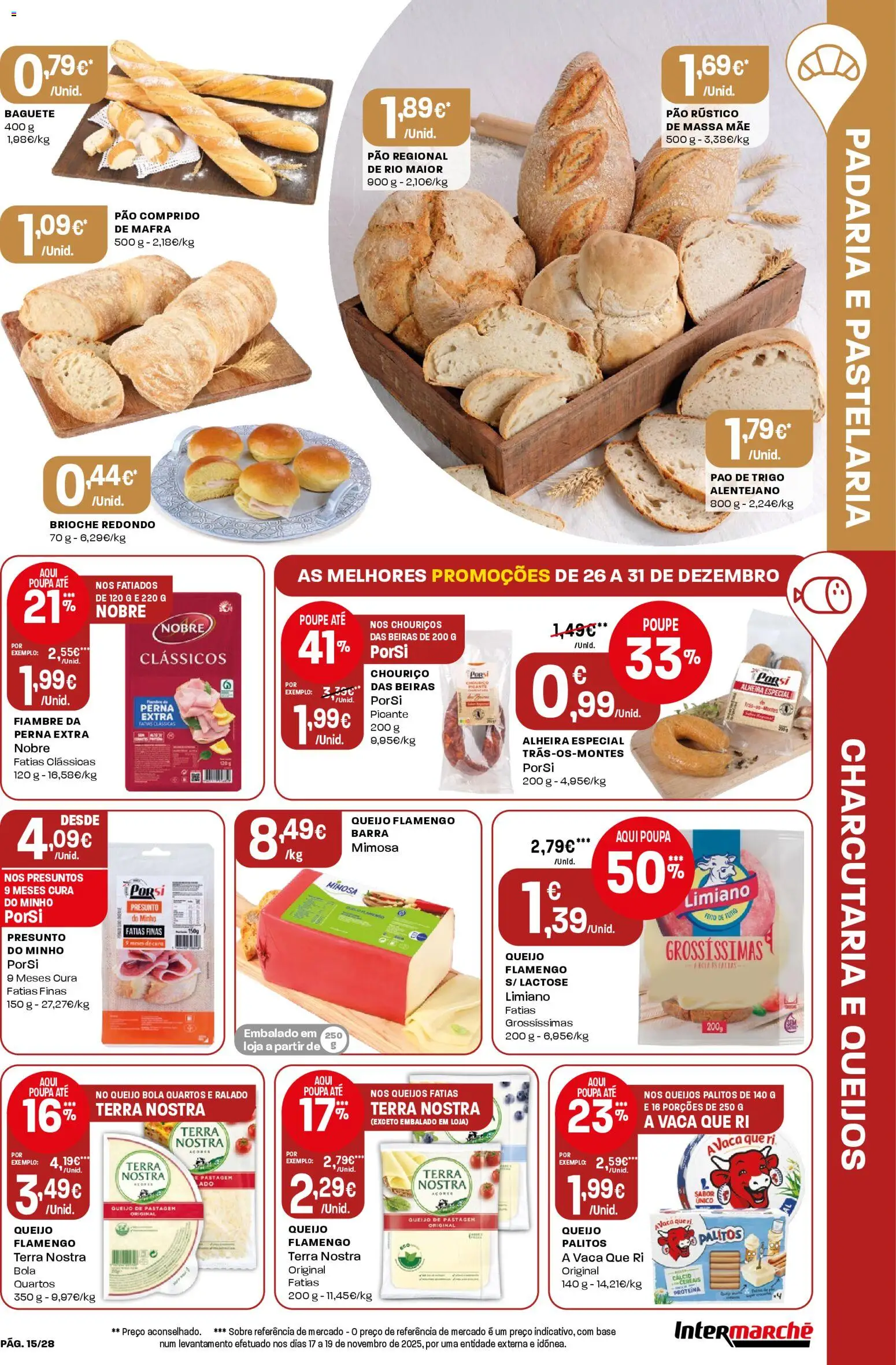 Intermarché Folheto Contact │ válido de 26.12.2025 | Página: 15 | Produtos: Queijo, Massa, Alheira, Proteina