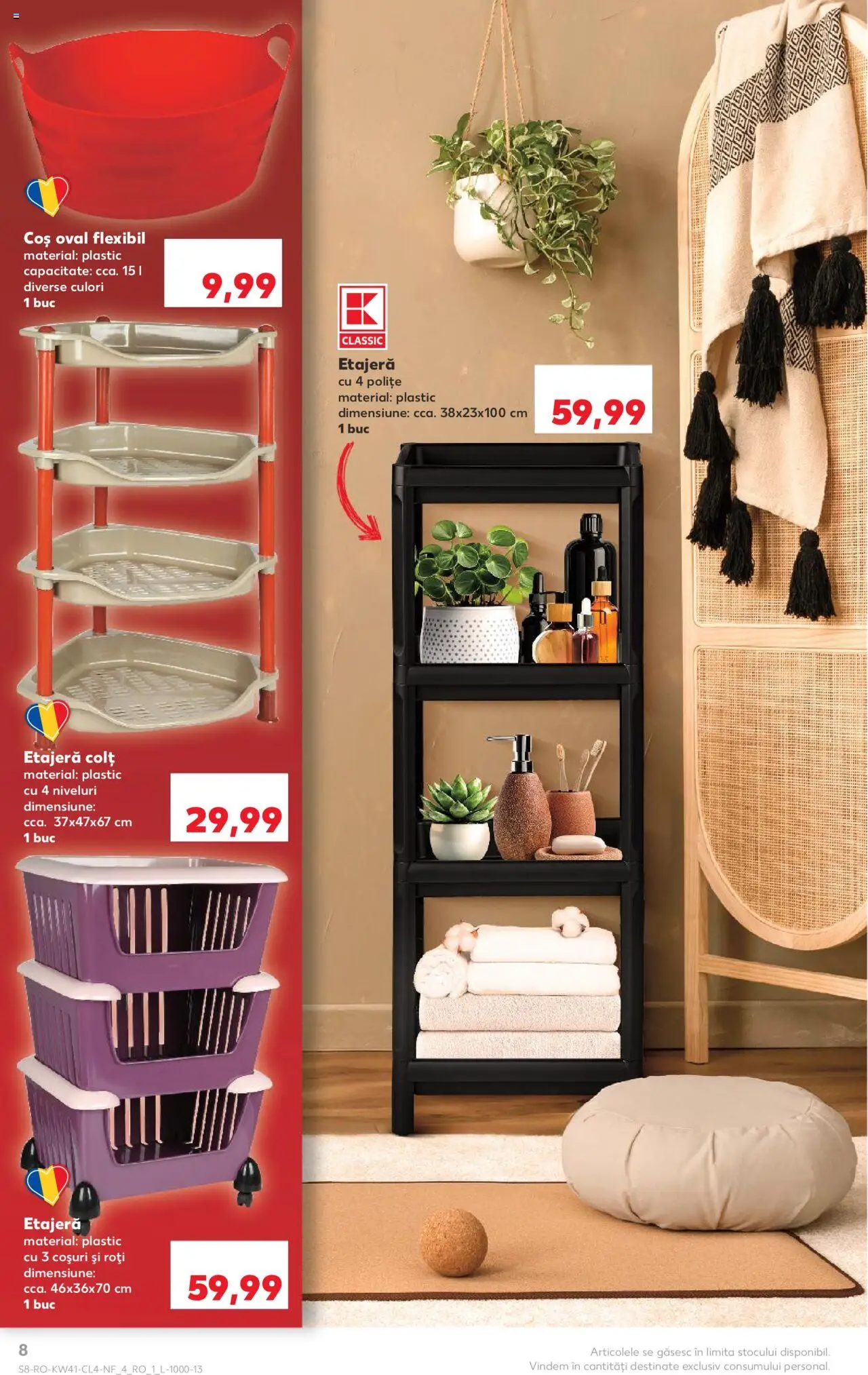 Noul catalog Kaufland – valabil de la 08.10.2025 | Pagină: 8 | Produse: Coș, Etajeră