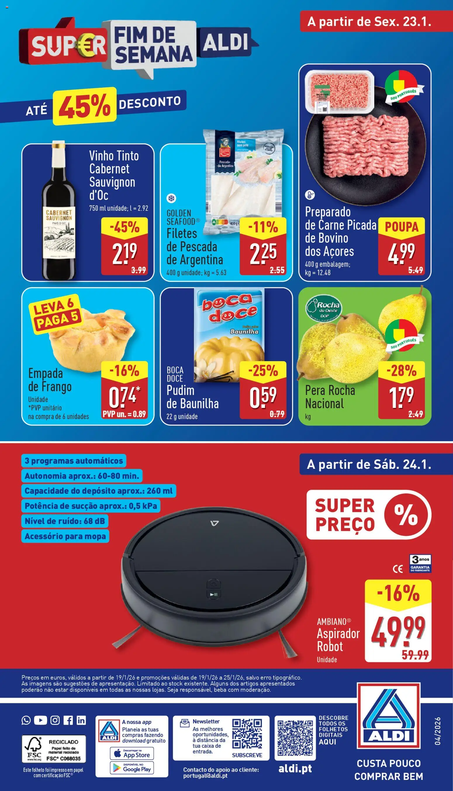 Aldi folheto │ válido de 19.01.2026 | Página: 32 | Produtos: Pudim, Carne picada, Vinho, Carne