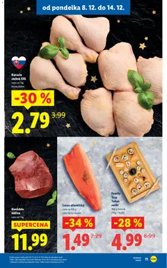 Lidl leták platný od 08.12.2025 | Strana: 15 | Produkty: Kuracie stehná, Losos, Sushi
