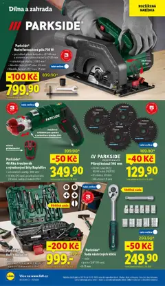 Náhled letáku Parkside®, Ruční kotoučová pila 750 W, pro běžné pílové kotouče o 140 mm a otvorem pro pilový kotouč o Ø 20 mm • volnoběžné otáčky: 5000 min¹ • hloubka řezu při 0°: max. 45 mm • hloubka řezu při 45°: max. 29 mm od 16.10.2025 | Strana: 48
