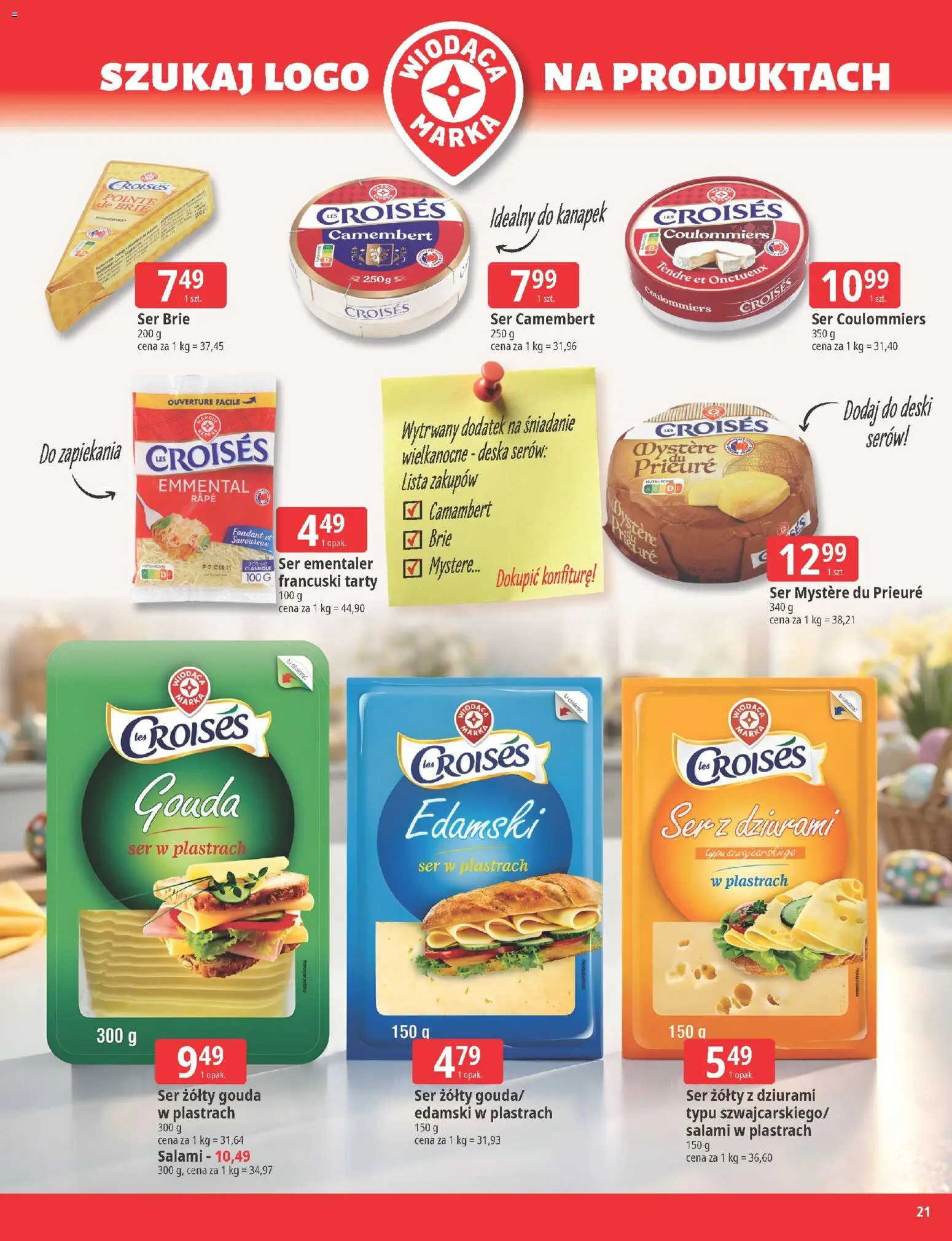 E.Leclerc gazetka - Zielona Góra Wielkanoc od 24.03.2026 | Strona: 21 | Produkty: Ser żółty, Deska serów, Camembert, Ser