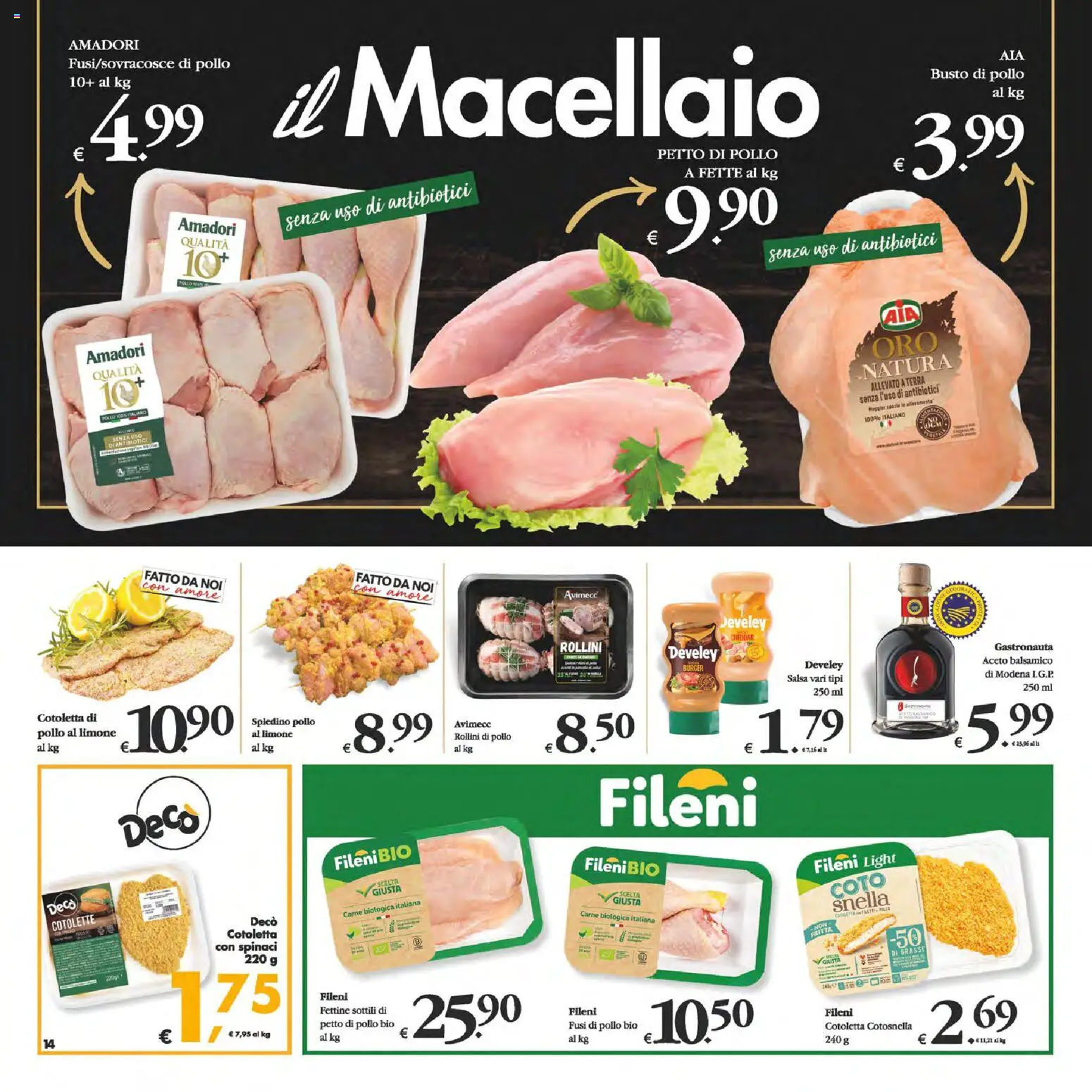 Volantino Decò del 14.11.2025 | Pagina: 14 | Prodotti: Petto di Pollo, Salsa, Limone, Spinaci