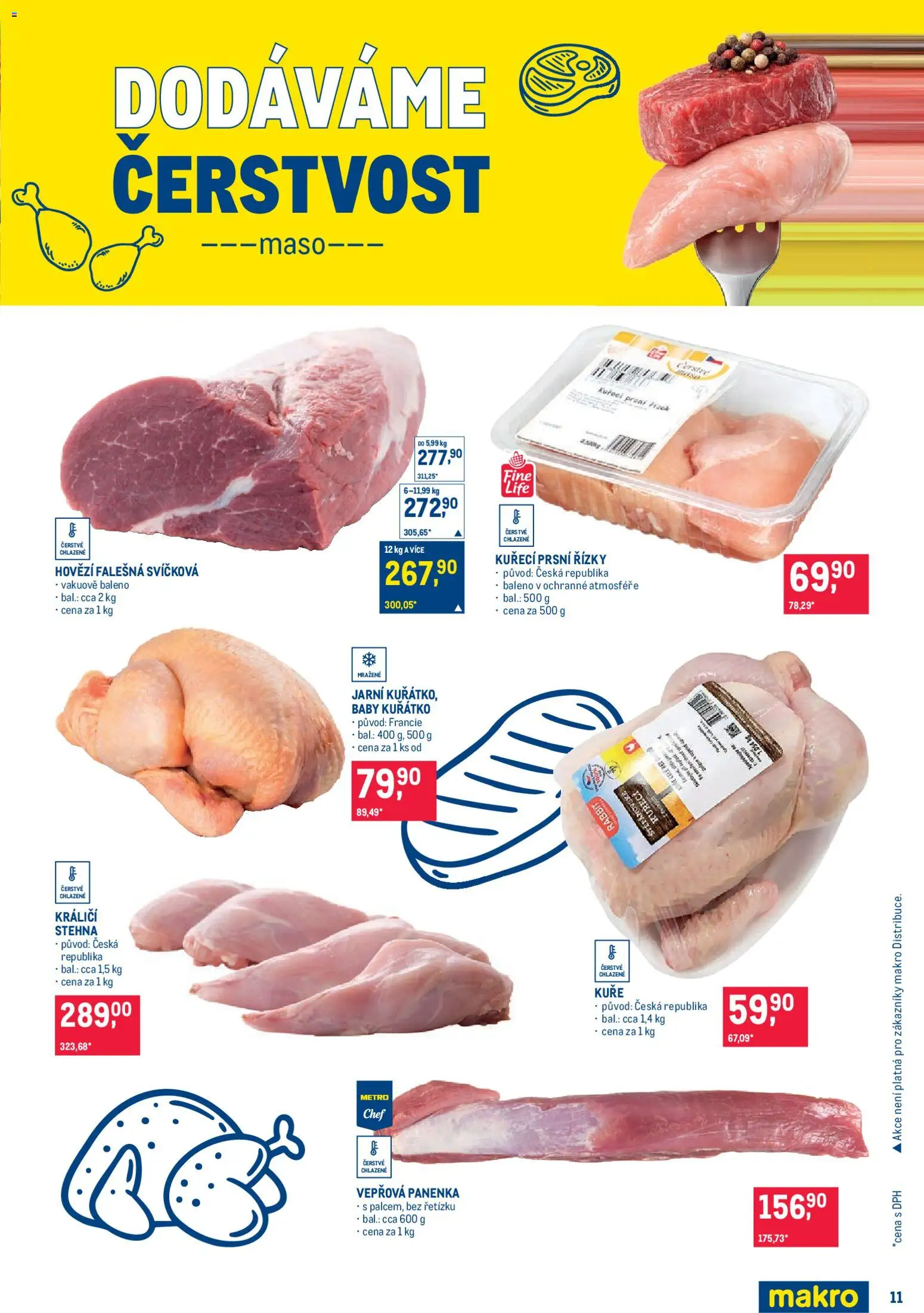 Makro leták - Pro milovníky jídla od 25.02.2026 | Strana: 11 | Produkty: Panenka, Vepřová panenka, Kuřecí prsní řízky, Kuře