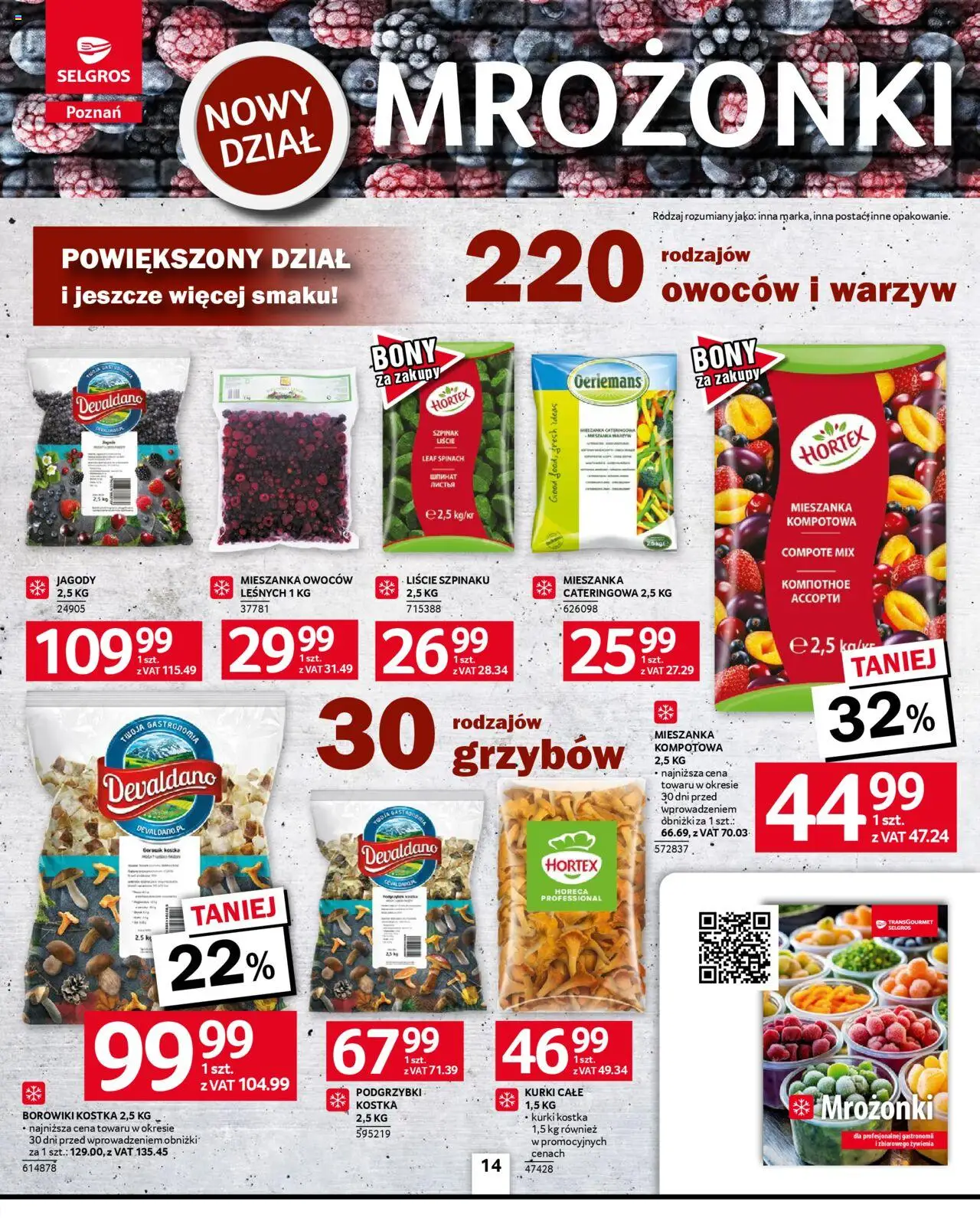 Selgros cash&carry Gazetka - Poznań oferta dla gastronomii od 09.10.2025 | Strona: 14 | Produkty: Jagody, Szpinak