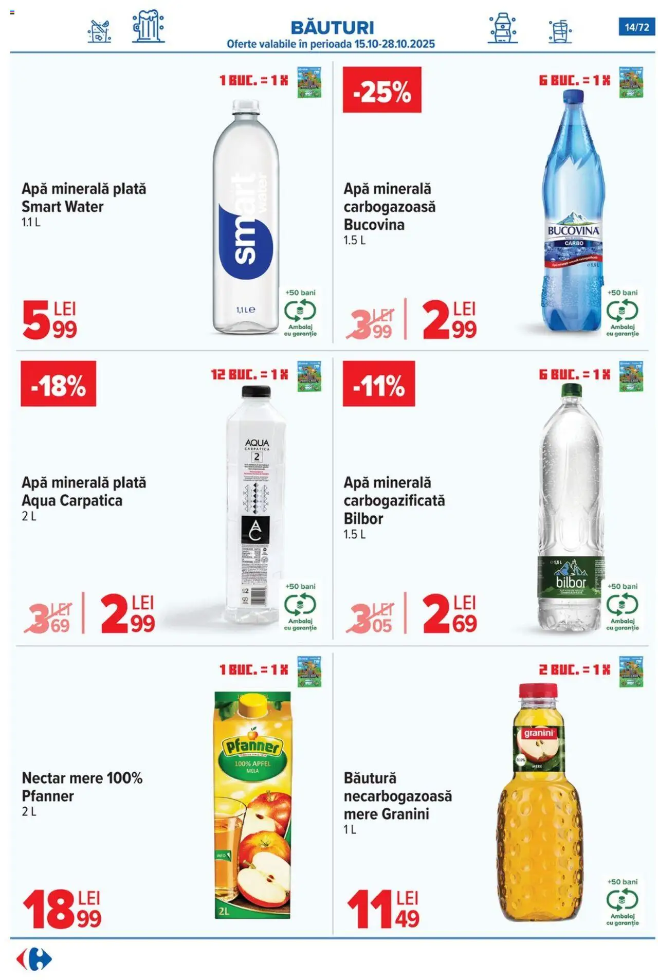 Noul catalog Carrefour – valabil de la 15.10.2025 | Pagină: 15 | Produse: Yazı tahtası kalemi, Mere, Apă