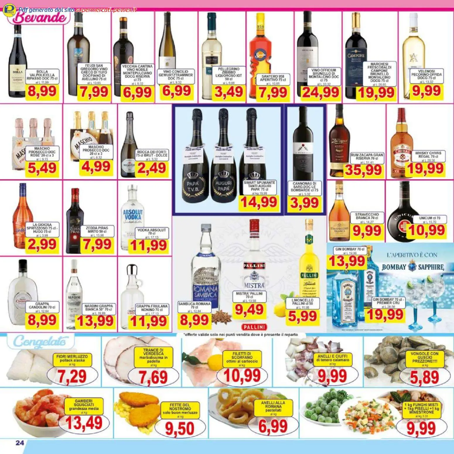 Volantino Pewex del 17.03.2026 | Pagina: 24 | Prodotti: Merluzzo, Gin, Vino, Aperitivo