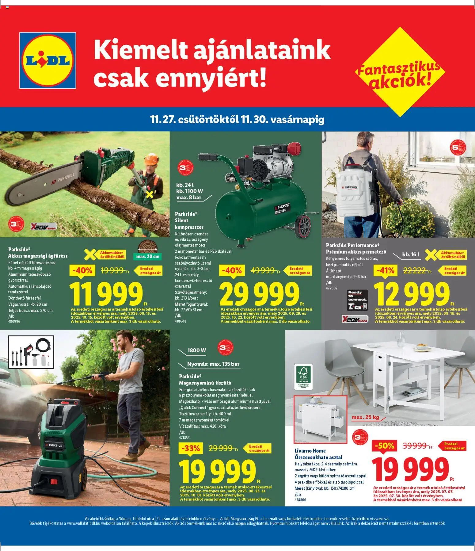 Lidl akciós ujság - amely érvényes a következő dátumtól: 27.11.2025 | Oldal: 4 | Termékek: Kábel, Permetező, Kompresszor, Asztal