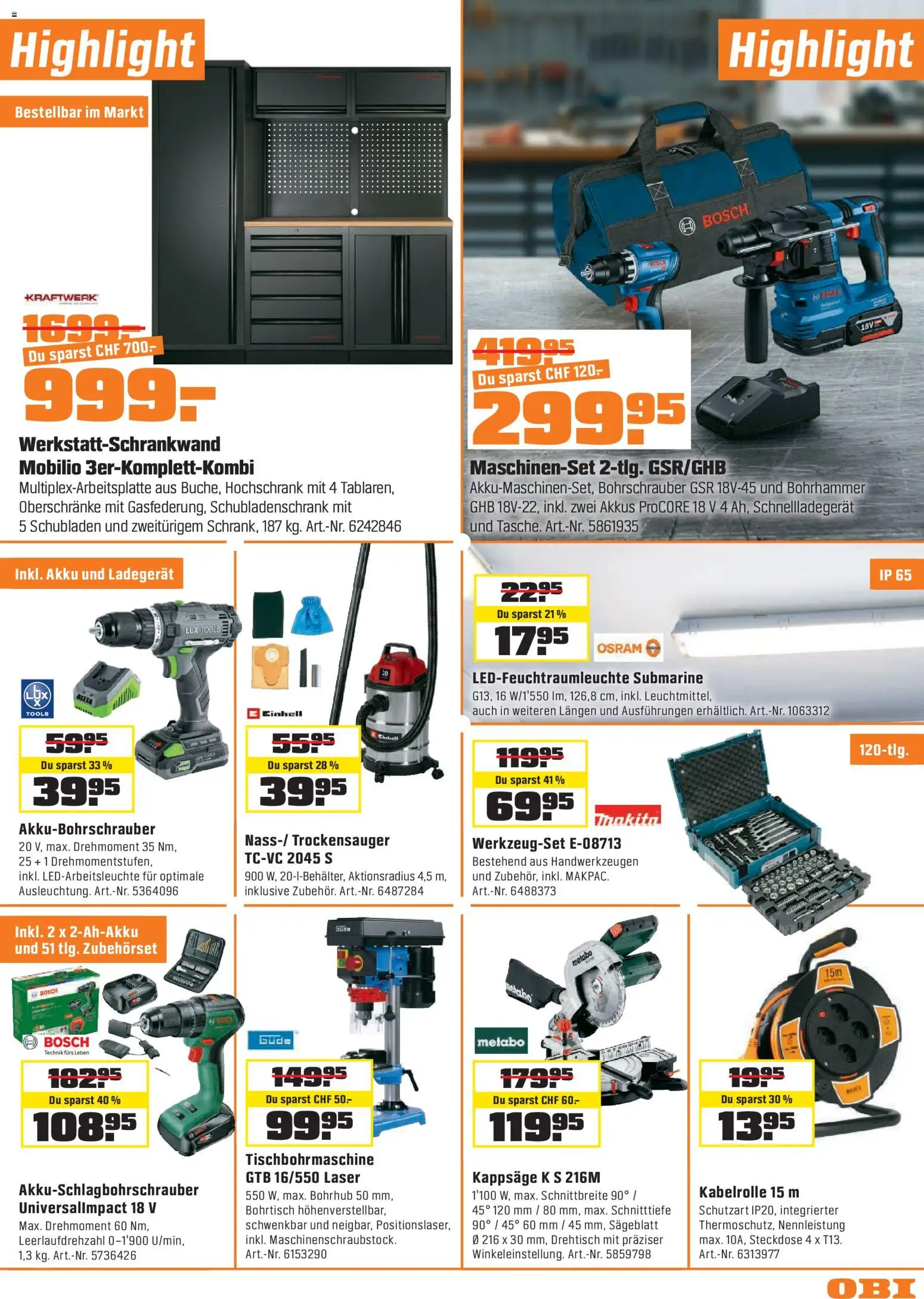 OBI - ALLES MACHBAR. BIBERSTARKE ANGEBOTE. – gültig ab 28.04.2026 | Seite: 11 | Produkte: Steckdose, Hochschrank, Ladegerät, Bosch