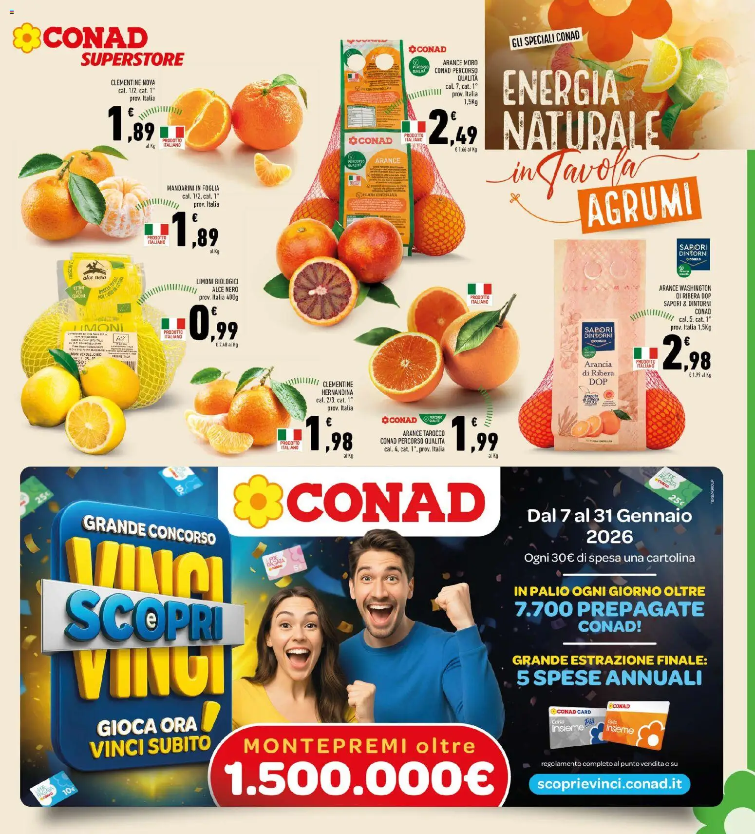 Volantino Conad del 14.01.2026 | Pagina: 5 | Prodotti: Arance, Mandarini, Agrumi, Arancia