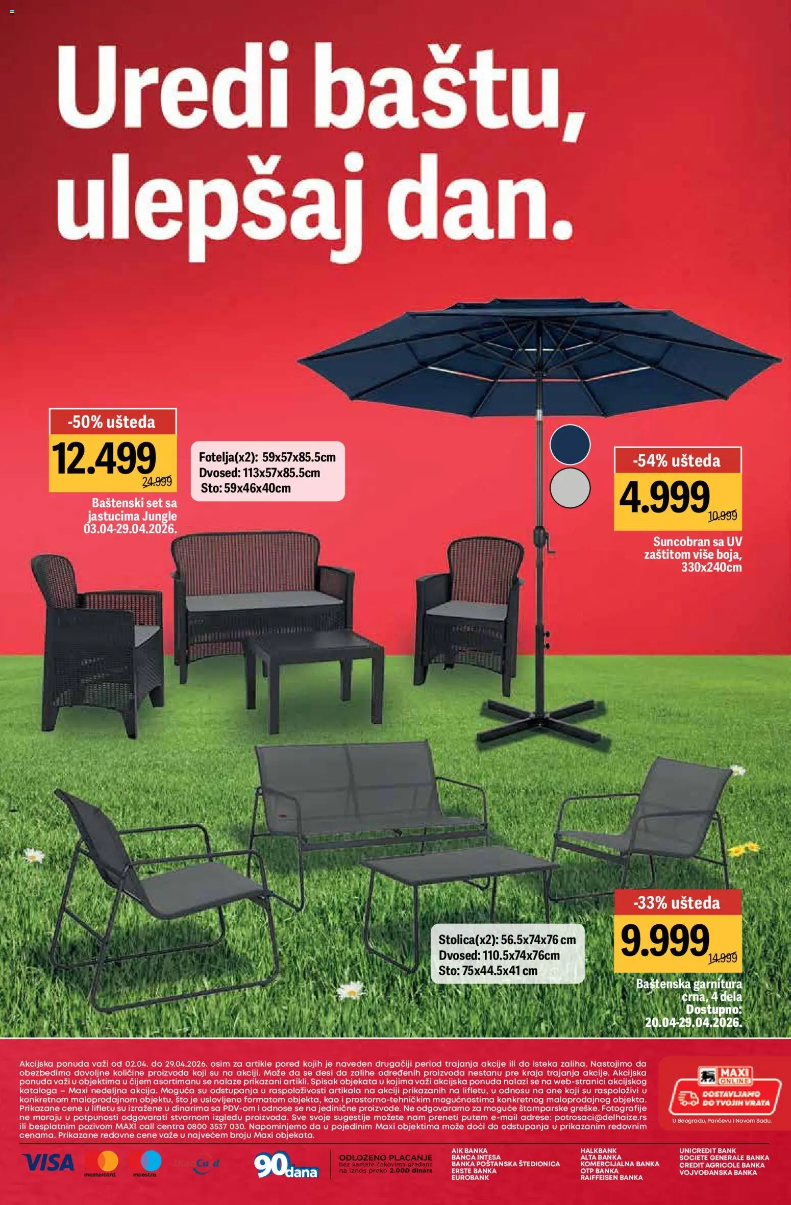 Mega Maxi katalog - važi od 02.04.2026 | Strana: 12 | Proizvode: Sto, Vrata, Dvosed, Suncobran