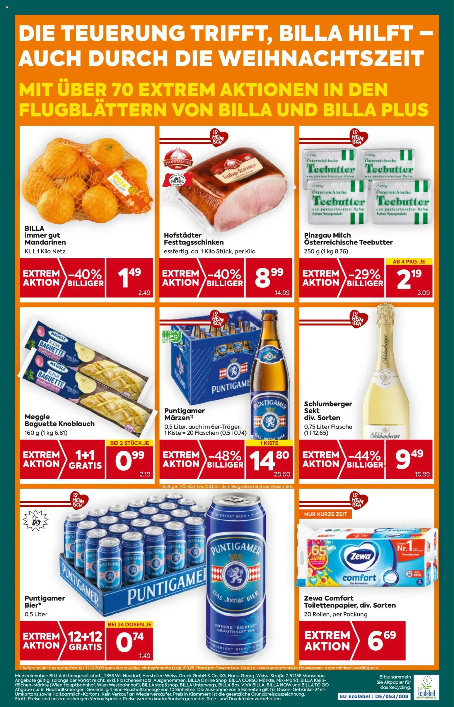 Billa Plus Flugblatt - Kärnten gültig ab 27.11.2025 | Seite: 20 | Produkte: Mandarinen, Jääkaappipakastin, Milch, Bier