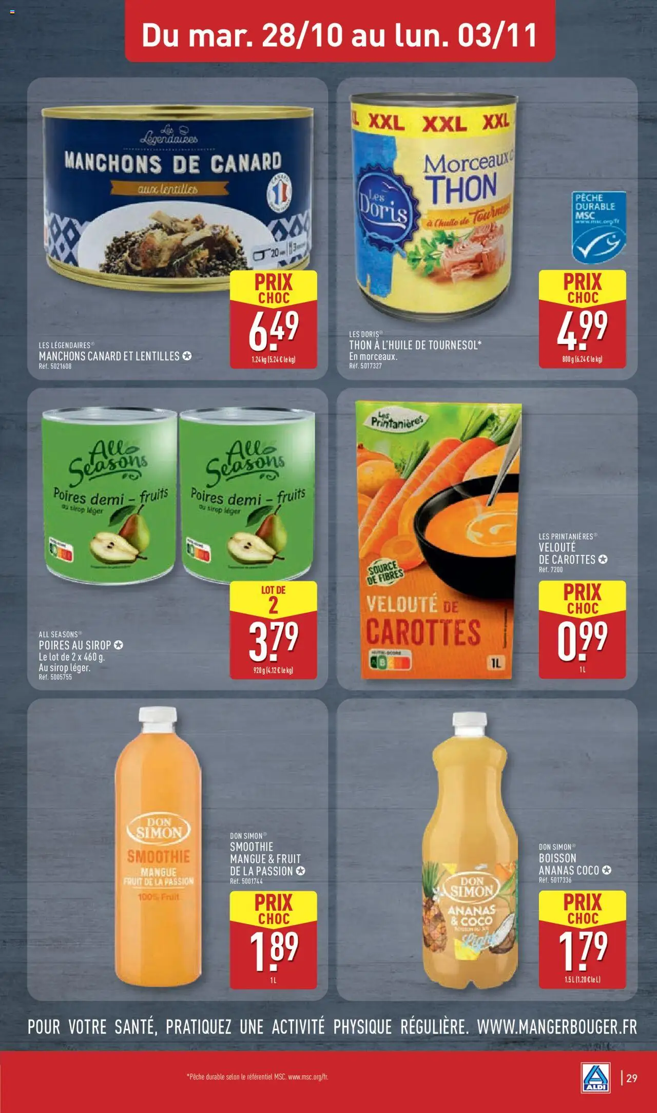 {H1} | Page: 33 | Produits: Fruit de la passion, Mangue, Pêche, Thon