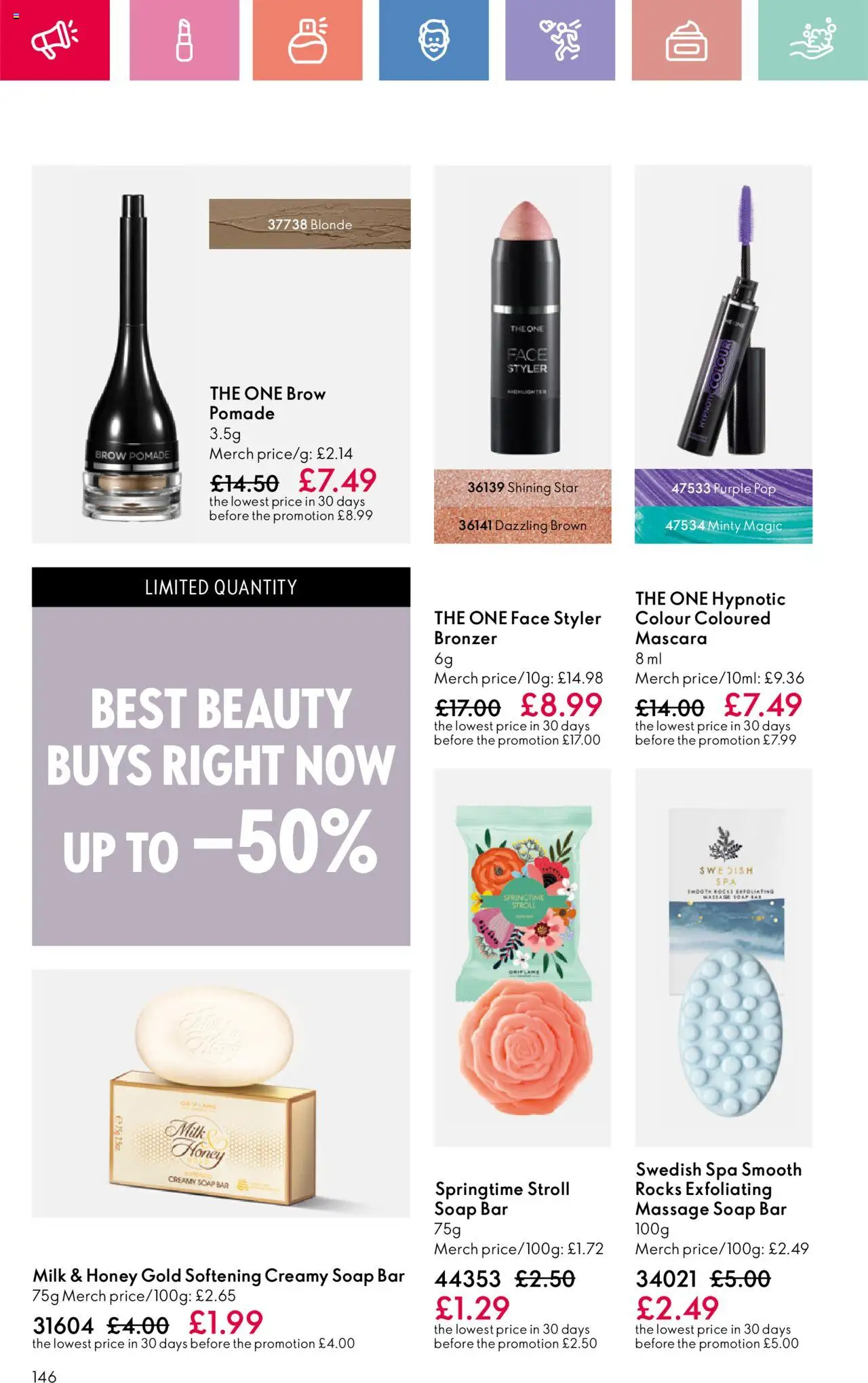  | Page: 146 | Products: Bronzer, Mascara, Soap, Honey