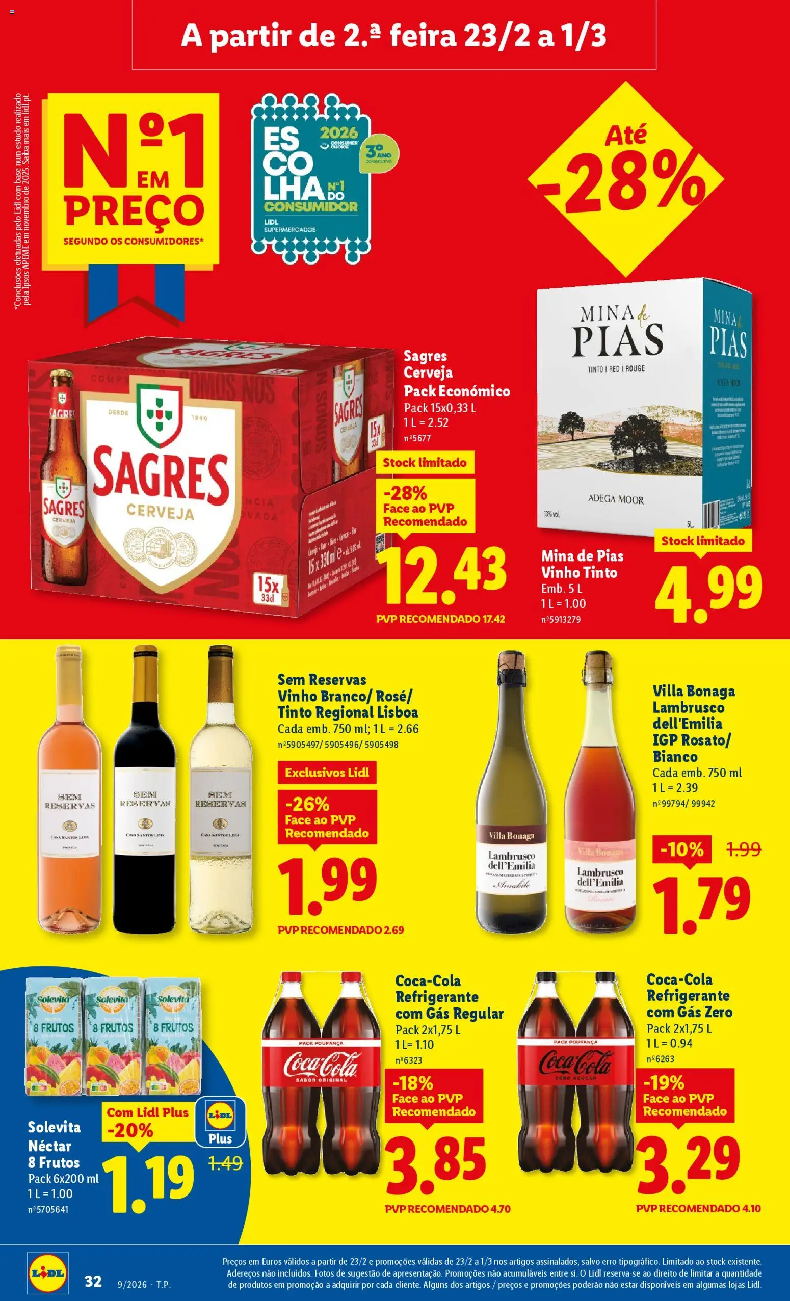 Lidl folheto │ válido de 23.02.2026 | Página: 32 | Produtos: Refrigerante, Coca-cola, Soda, Vinho tinto