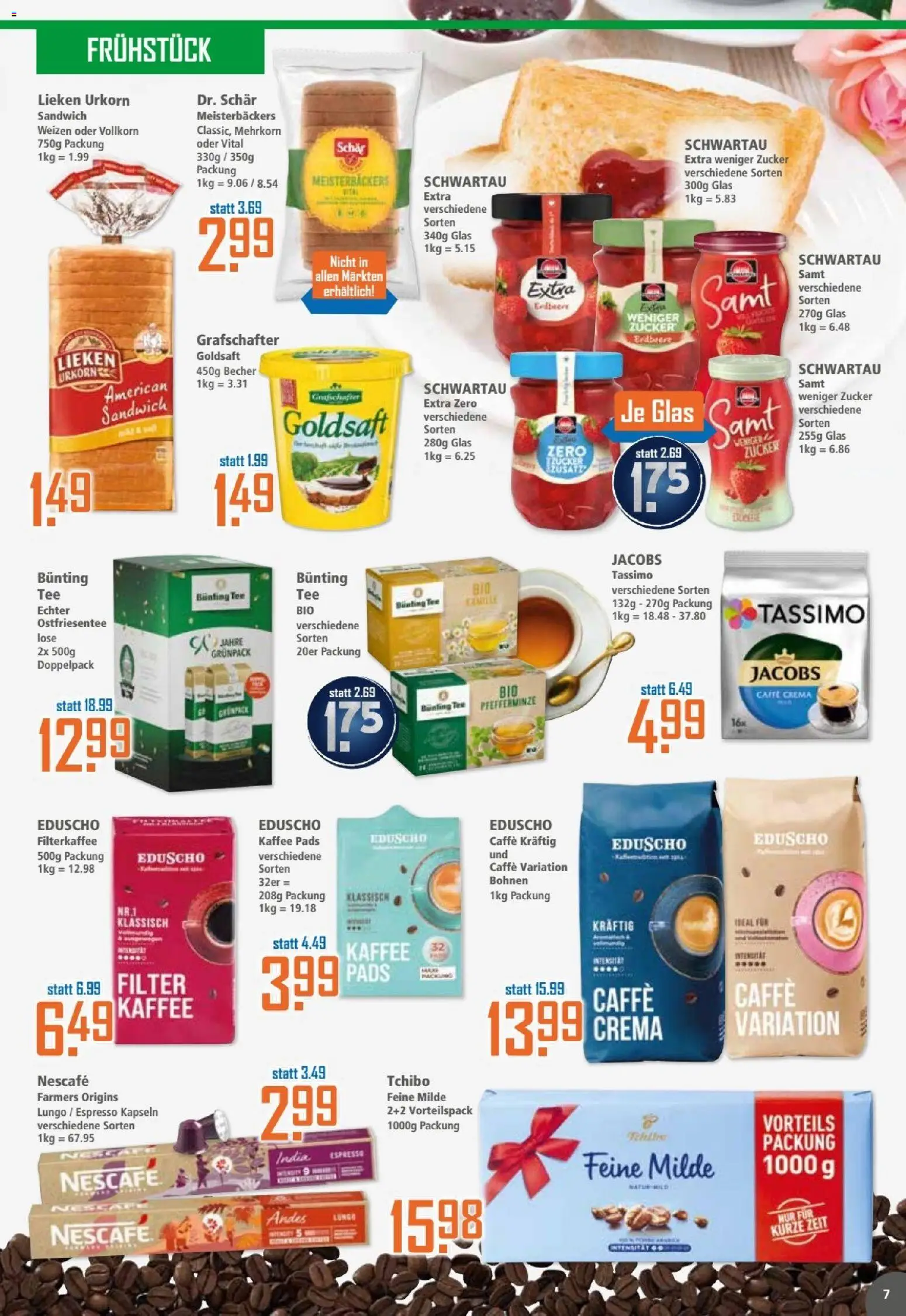 Klaas & Kock Prospekt – gültig ab 03.11.2025 | Seite: 7 | Produkte: Nescafe, Schwartau samt, Tee, Tassimo