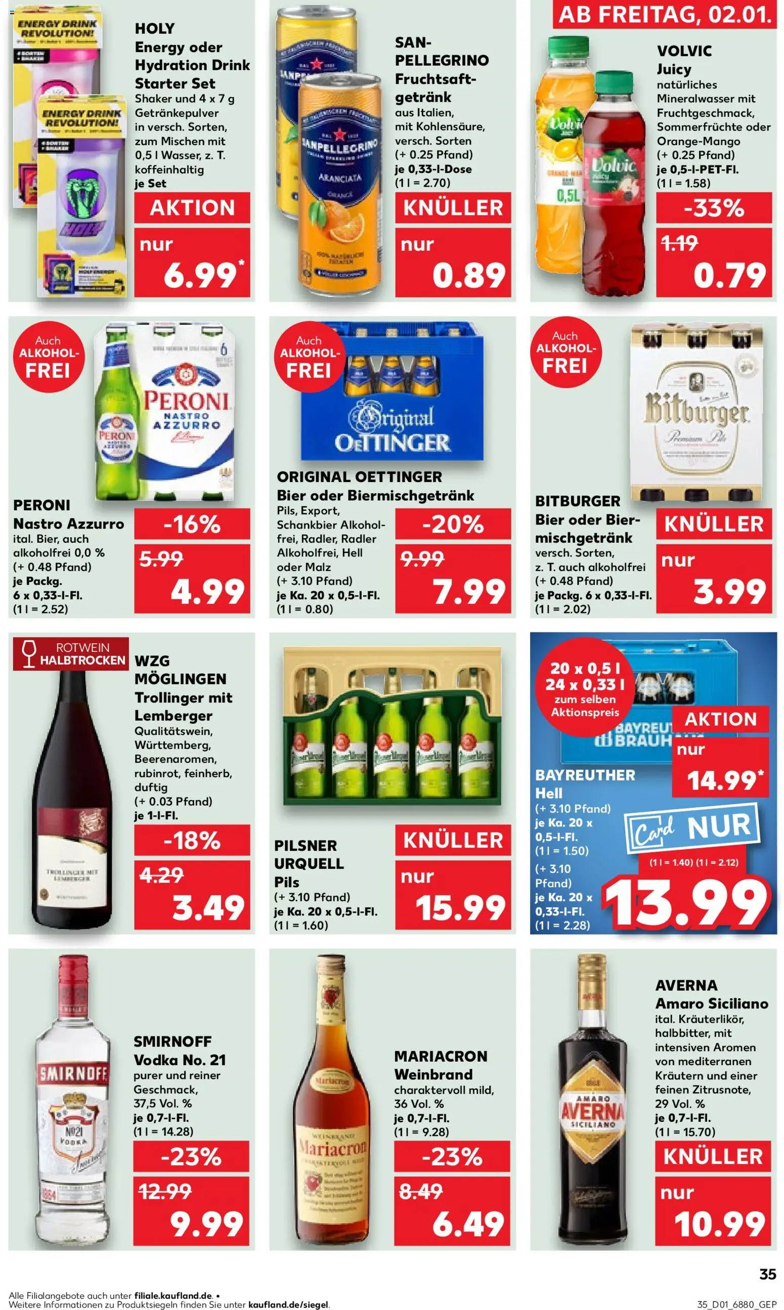 Kaufland prospekt Völklingen	 – gültig ab 02.01.2026 | Seite: 35 | Produkte: Mariacron, Mineralwasser, Pilsner urquell, Volvic