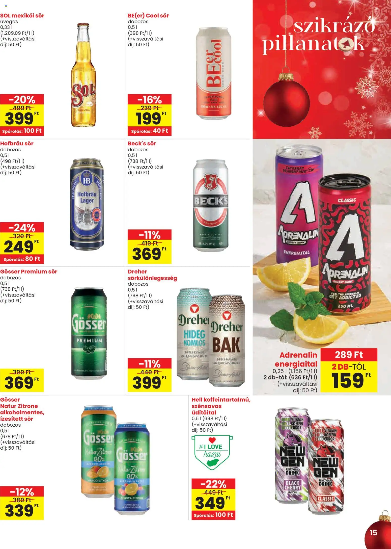 Spar akciós ujság - amely érvényes a következő dátumtól: 27.11.2025 | Oldal: 15 | Termékek: Energiaital, Sör, Persil, Cukor