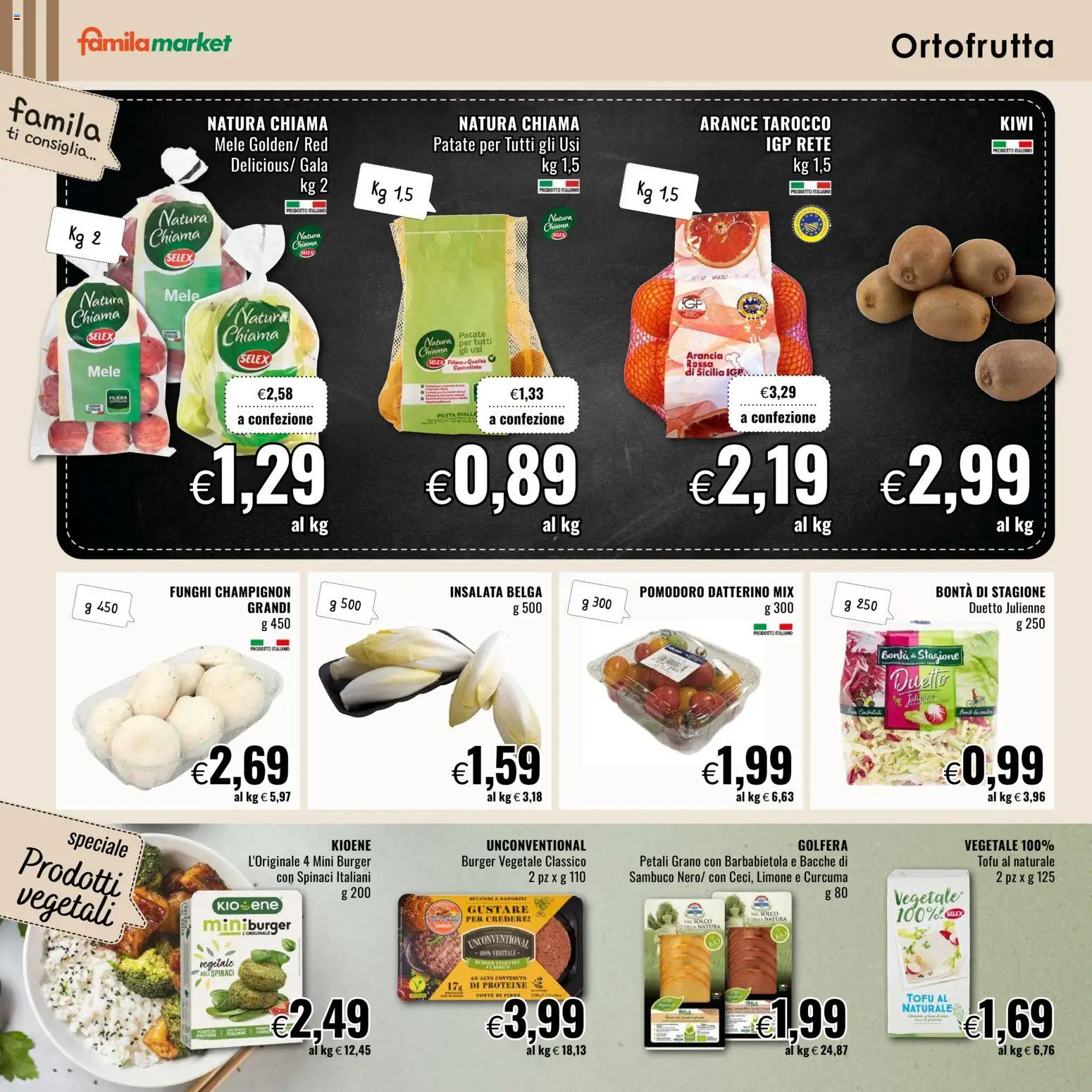 Volantino Famila del 05.03.2026 | Pagina: 2 | Prodotti: Arance, Pomodoro, Spinaci, Arancia