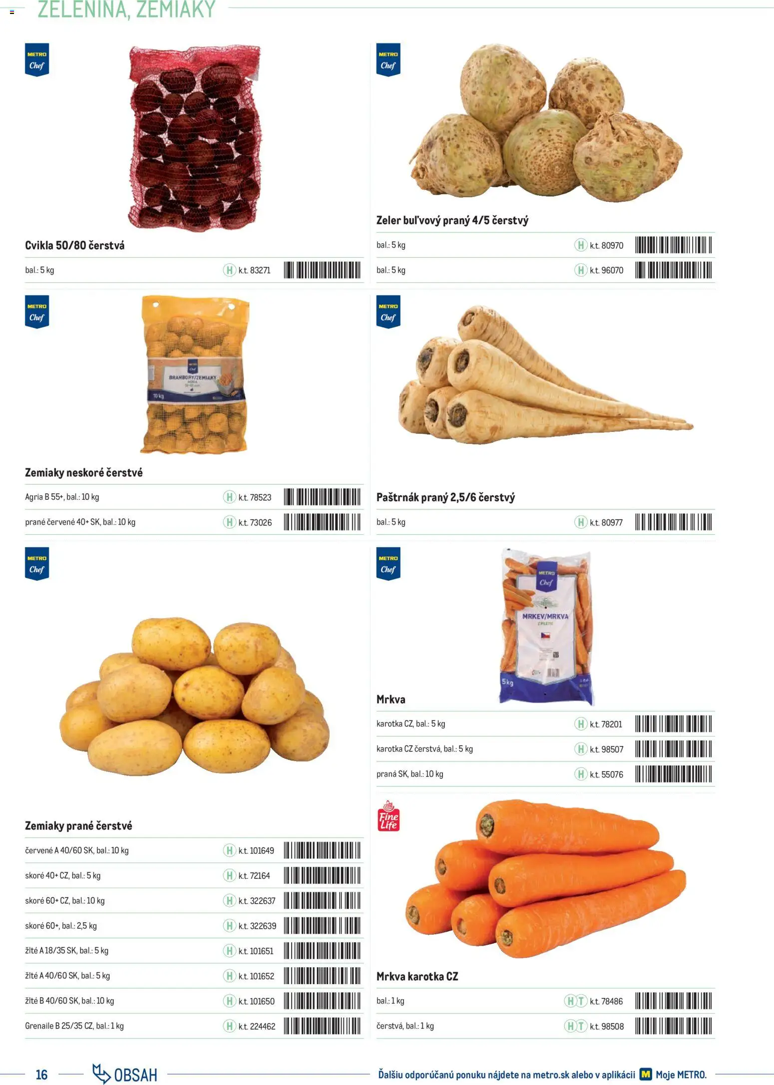 Nové Metro akcie – leták je platný od 01.01.2025 | Strana: 16 | Produkty: Cvikla, Mrkva, Zemiaky, Zeler