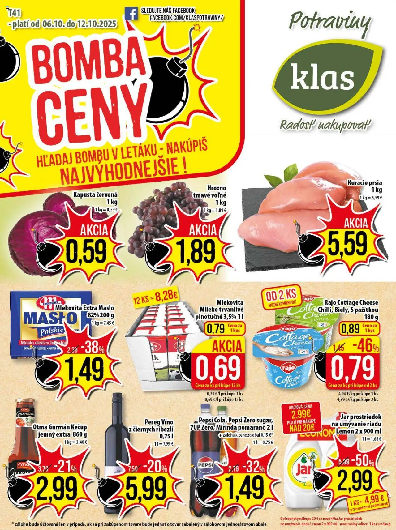 Nové Klas akcie – leták je platný od 06.10.2025 | Strana: 1 | Produkty: Kapusta, Kapusta červená, Kečup, Mirinda