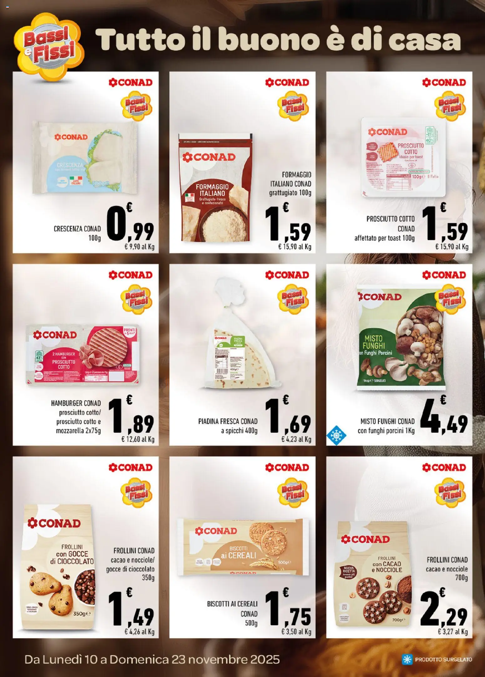 Volantino Conad del 10.11.2025 | Pagina: 2 | Prodotti: Cereali, Biscotti, Frollini, Hamburger