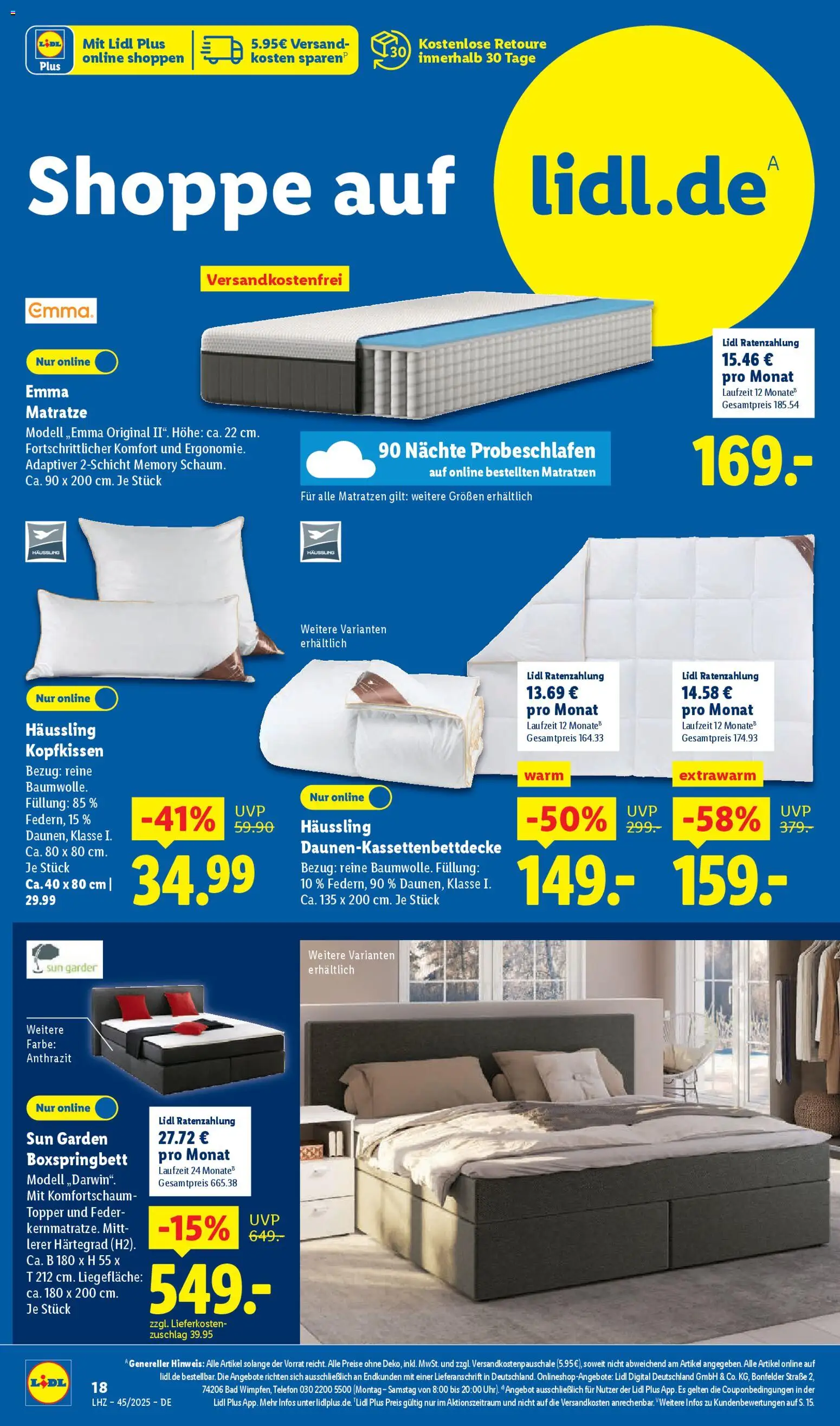 Lidl Prospekt Heppenheim – gültig ab 03.11.2025 | Seite: 38 | Produkte: Matratze, Boxspringbett, Bad, Telefon