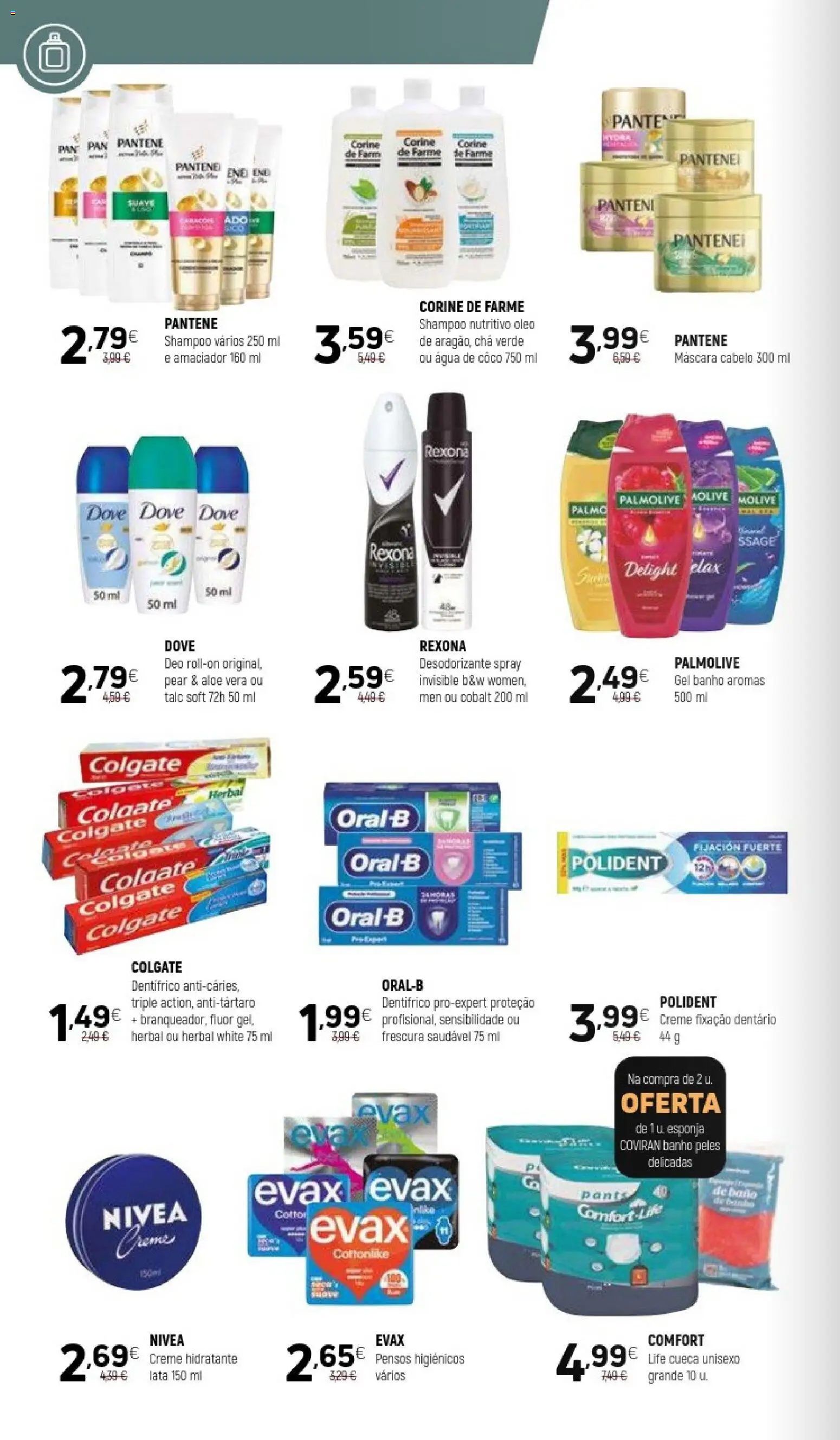 Coviran - folheto │ válido de 24.03.2026 | Página: 18 | Produtos: Agua, Pensos higiénicos, Shampoo, Desodorizante