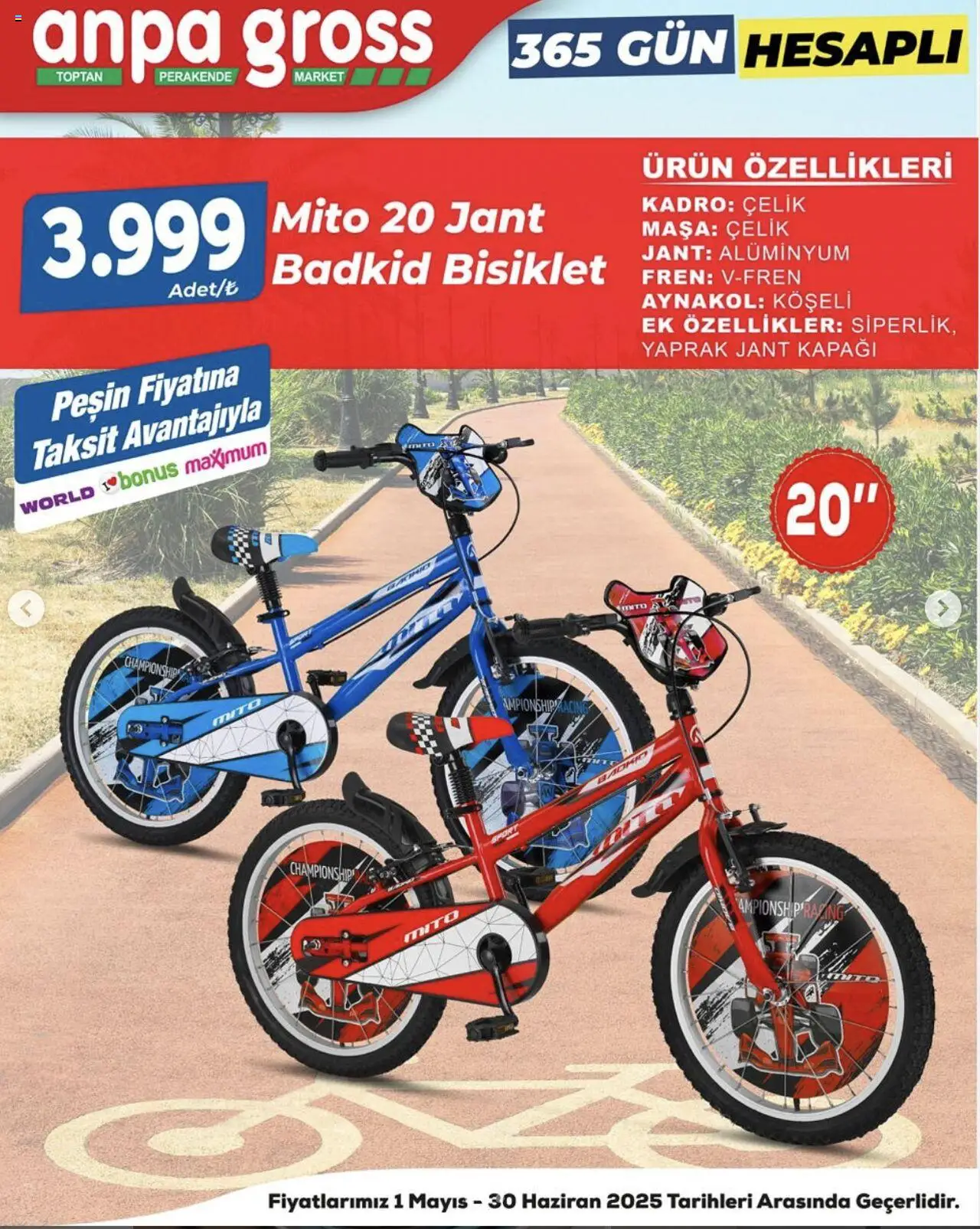 Anpa Gross Bisiklet İndirim  - 01.05.2025 tarihinden itibaren geçerlidir | Sayfa: 2 | Ürünler: Masa