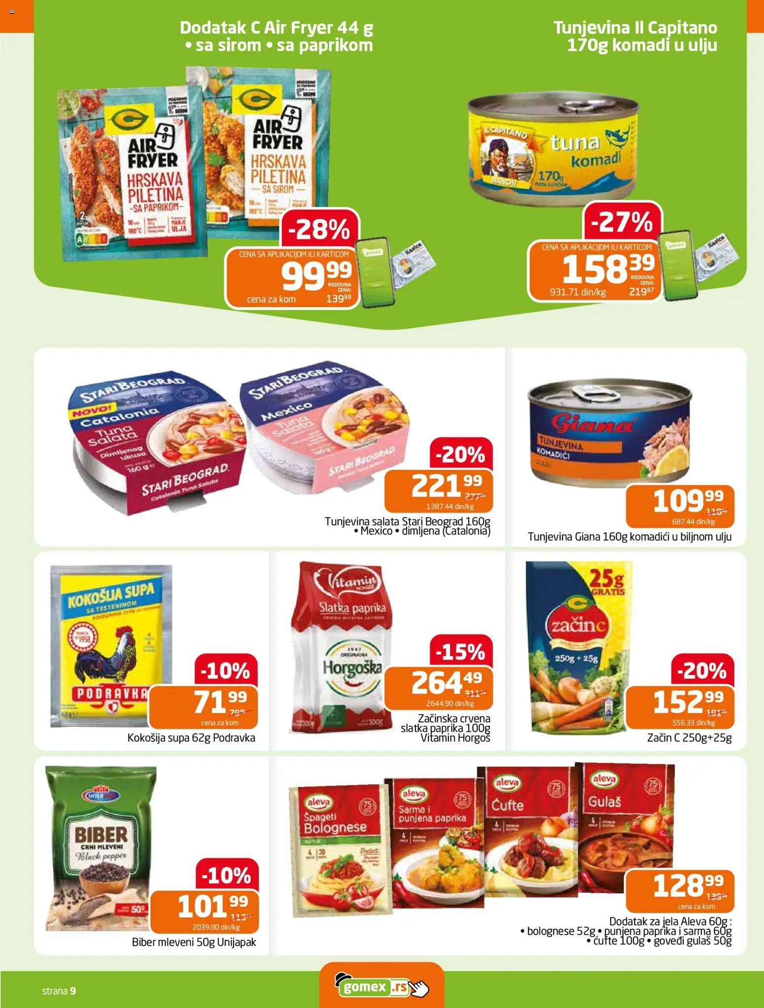 Gomex katalog - važi od 04.03.2026 | Strana: 9 | Proizvode: Salata, Podravka, Špageti, Piletina