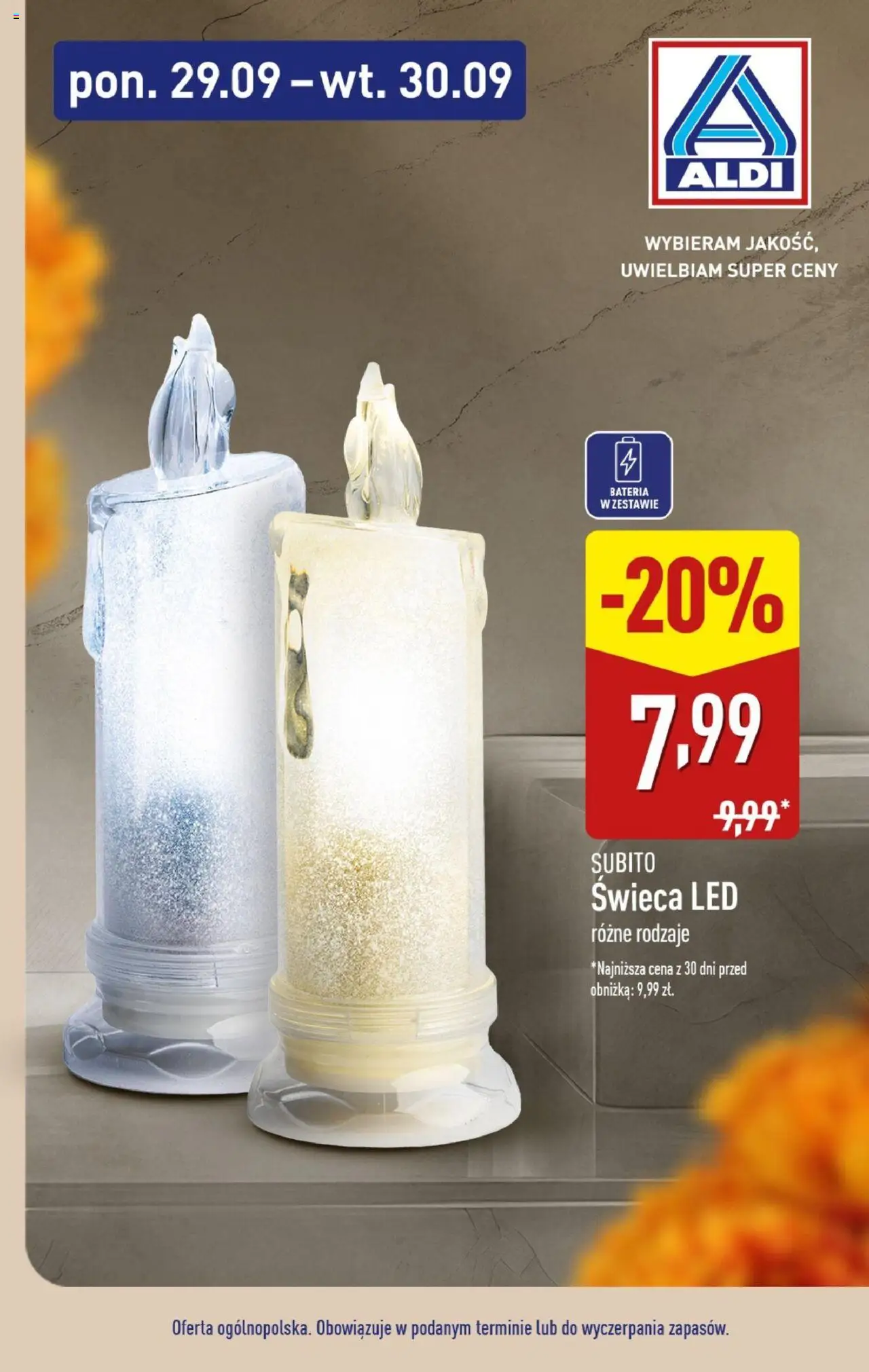 Aldi Gazetka - Znicze i wkłady w super cenach od 29.09.2025 | Strona: 7 | Produkty: Bateria
