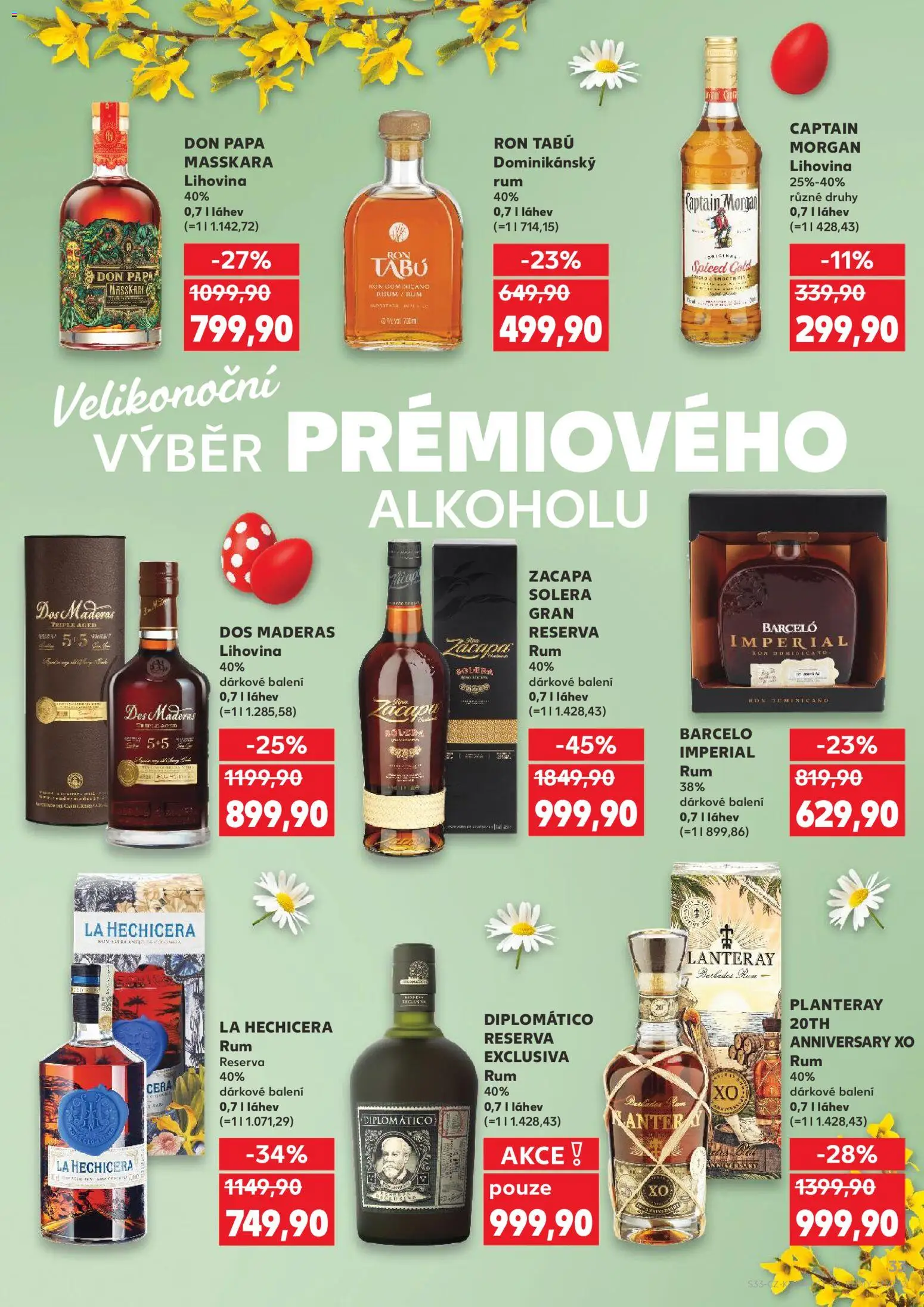 Kaufland leták - Plzeň od 01.04.2026 | Strana: 33 | Produkty: Rum, Diplomatico, Captain Morgan, Don papa