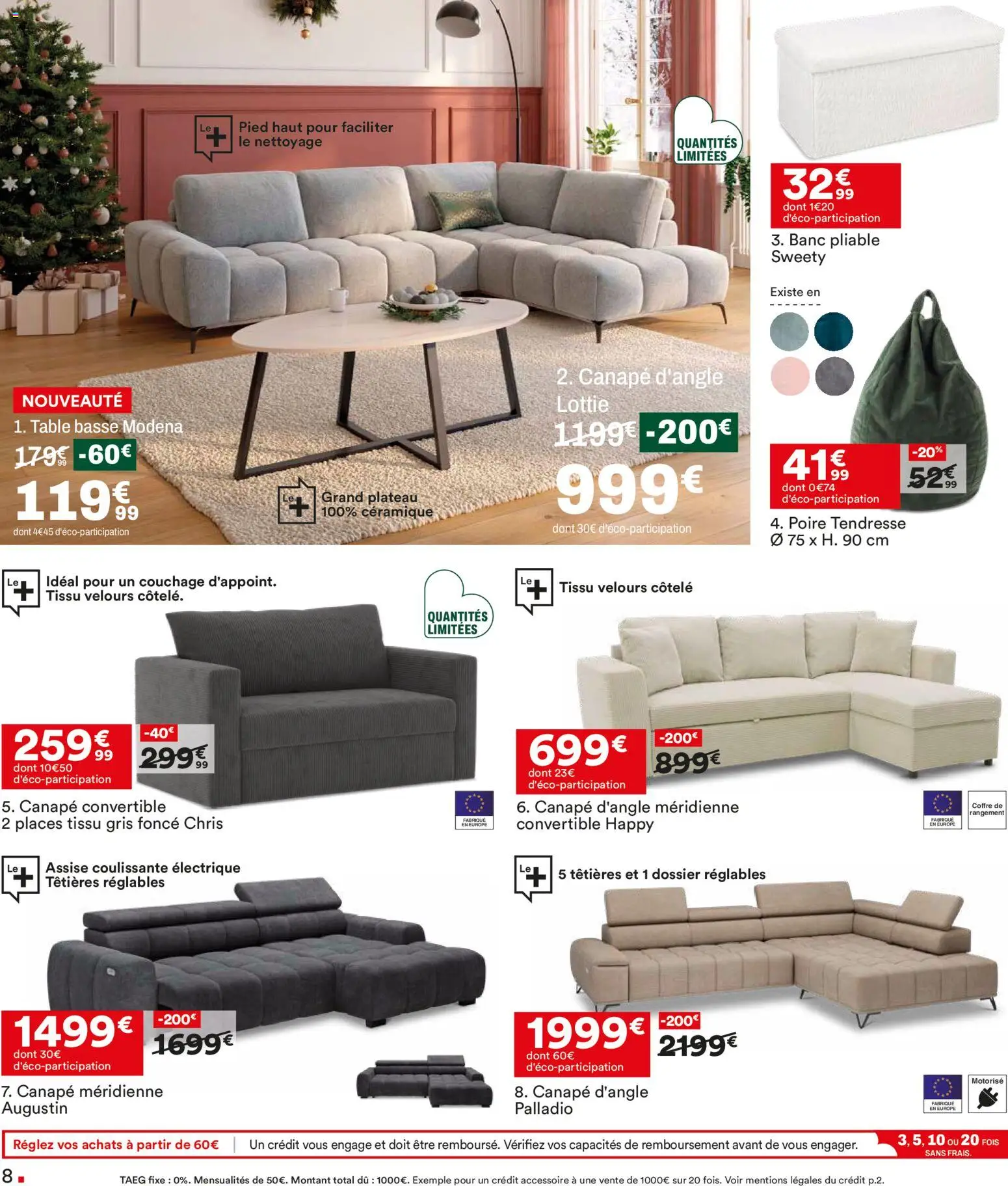 {H1} | Page: 8 | Produits: Plateau, Canapé convertible, Canapé, Table basse