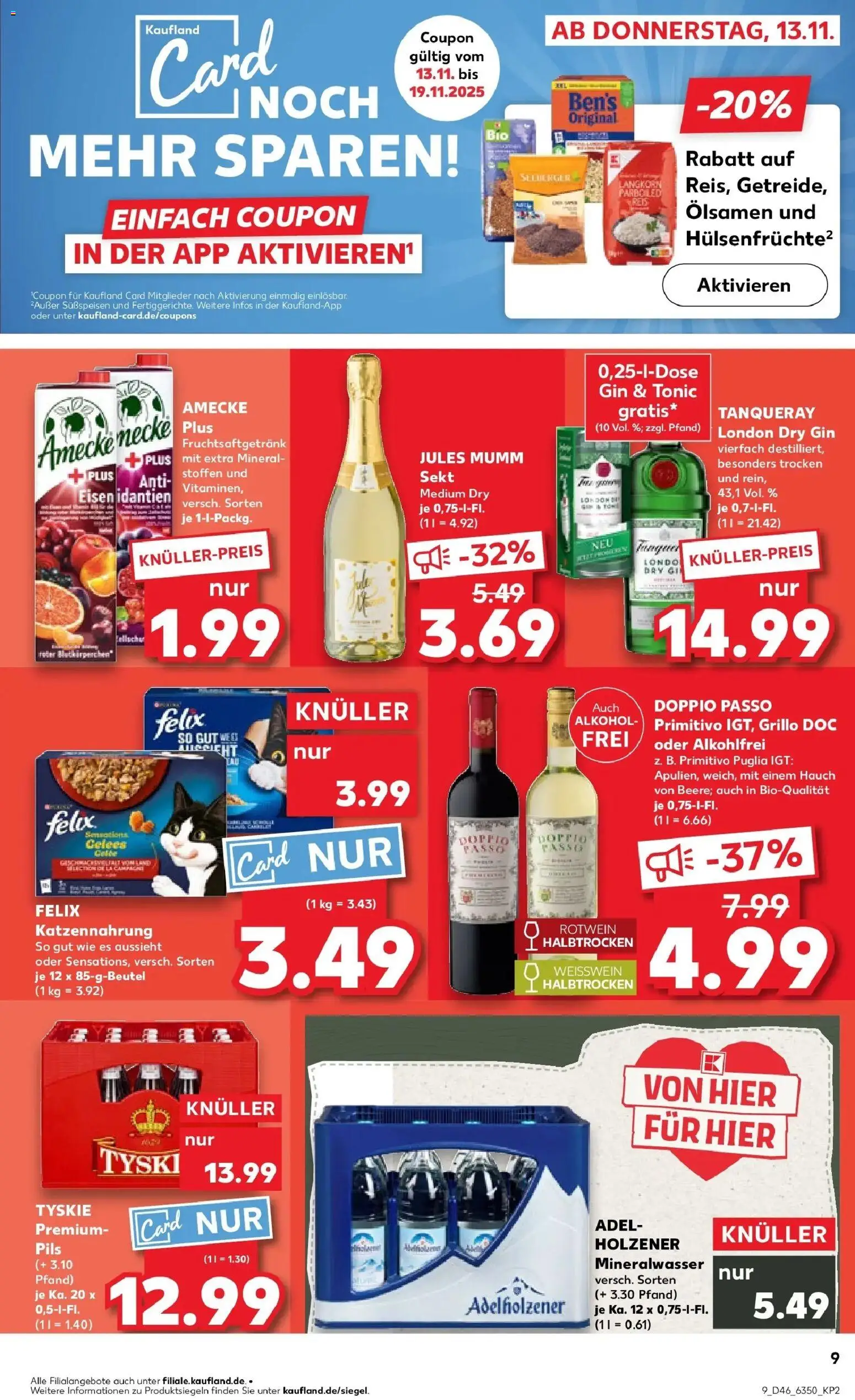 Kaufland prospekt Neu-Ulm	 – gültig ab 13.11.2025 | Seite: 9 | Produkte: Mumm sekt, Rotwein, Doppio Passo, Gin