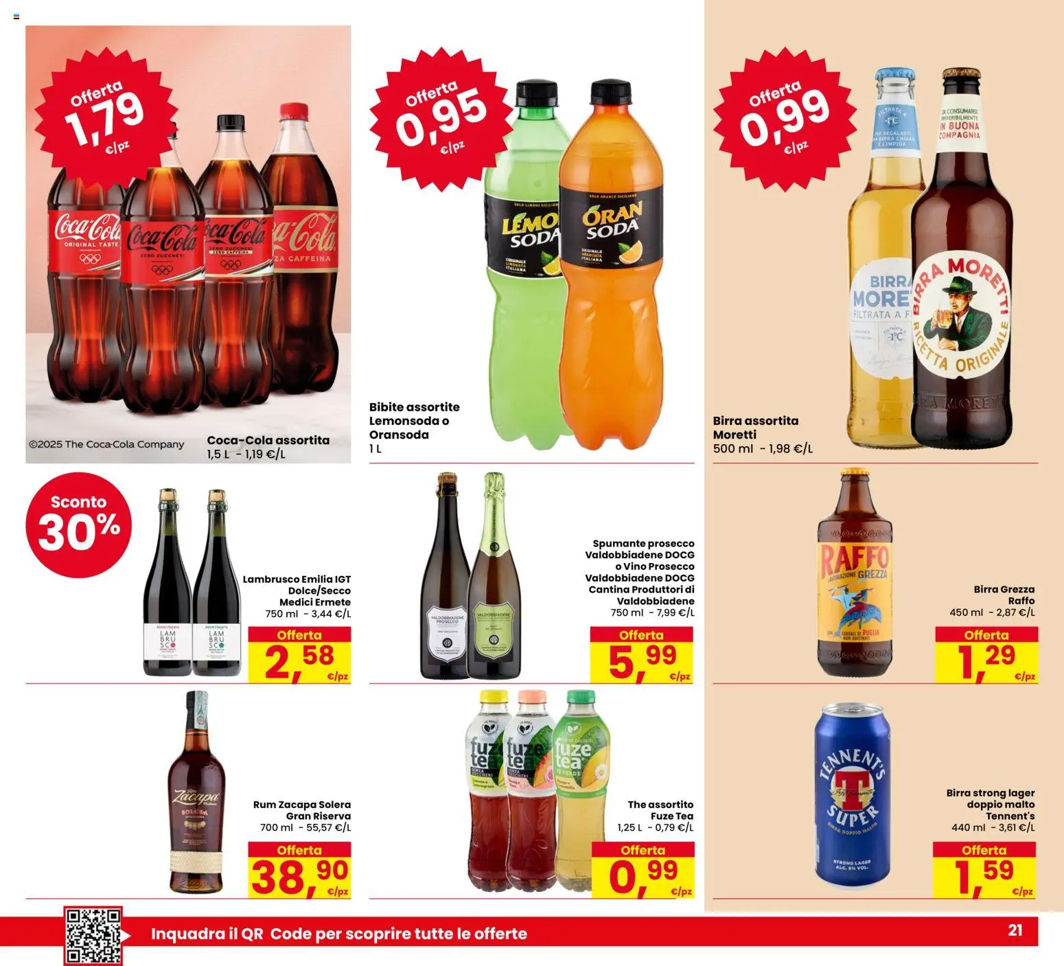 Volantino Eurospar del 22.01.2026 | Pagina: 21 | Prodotti: Birra, Prosecco, The, Bibite