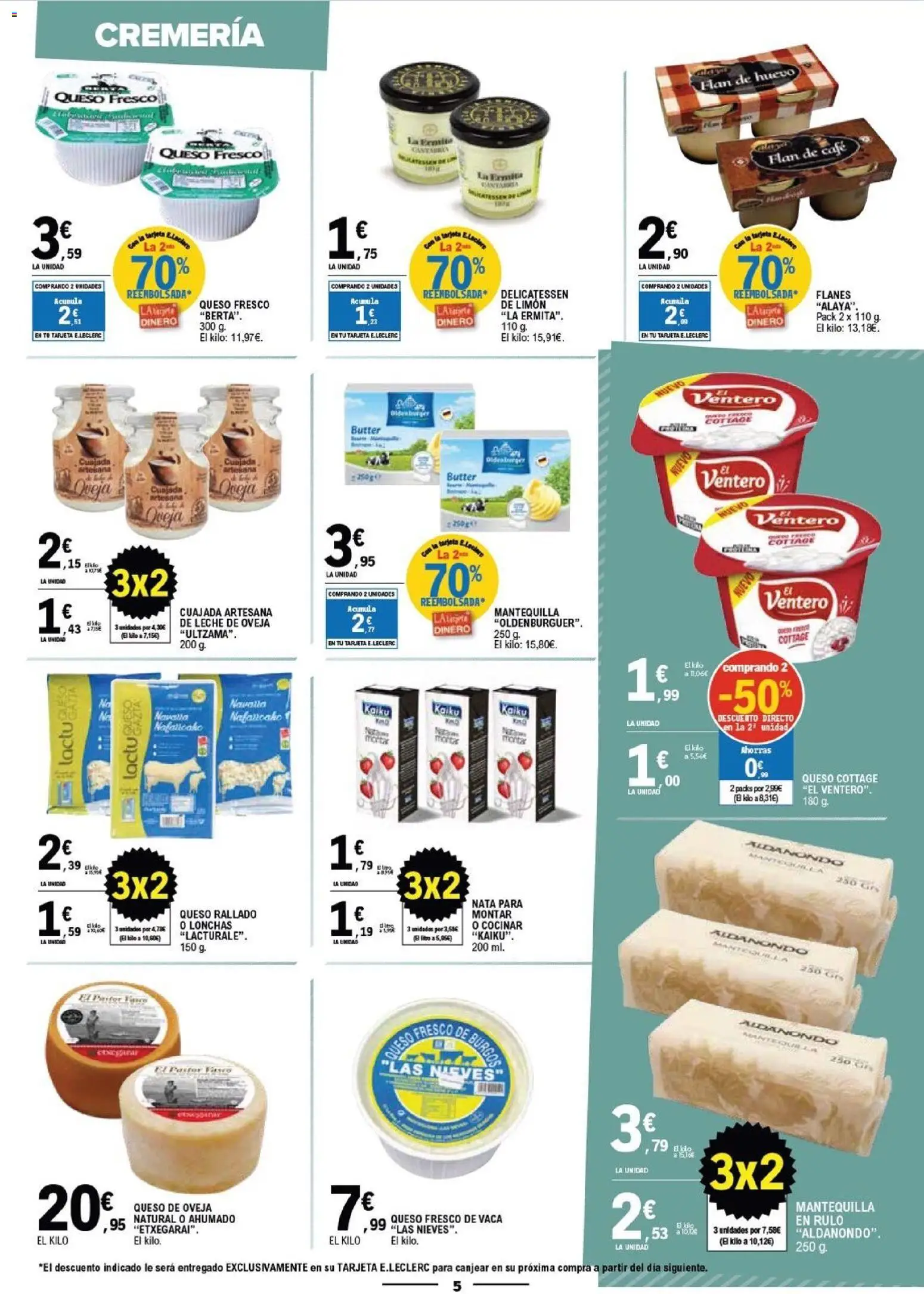 E.Leclerc Mas Barato │ válido desde el 04.03.2026 | Página: 5 | Productos: Queso de oveja, Leche, Queso, Café