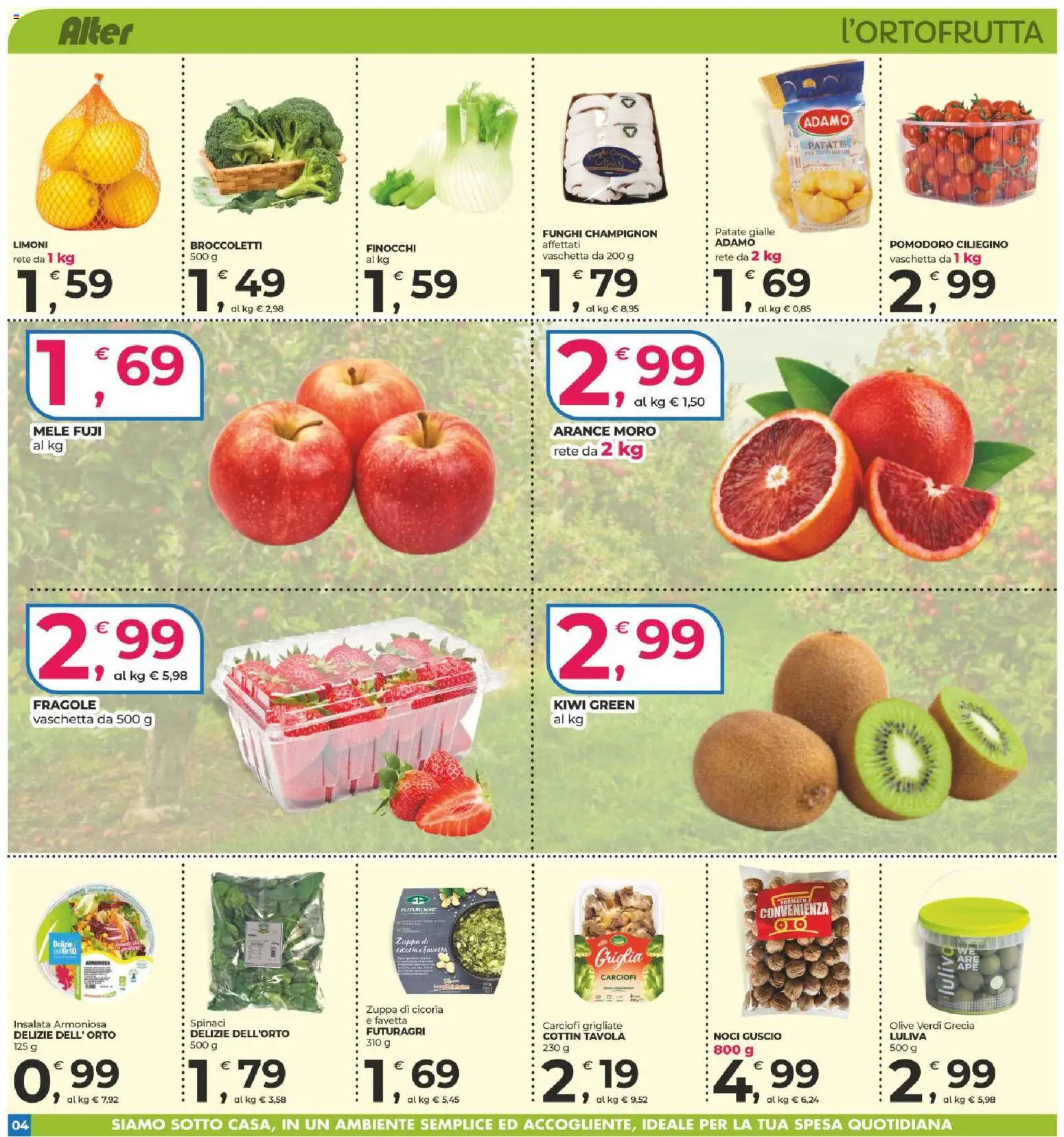 Volantino Alter Discount del 18.02.2026 | Pagina: 4 | Prodotti: Arance, Fragole, Kiwi, Carciofi