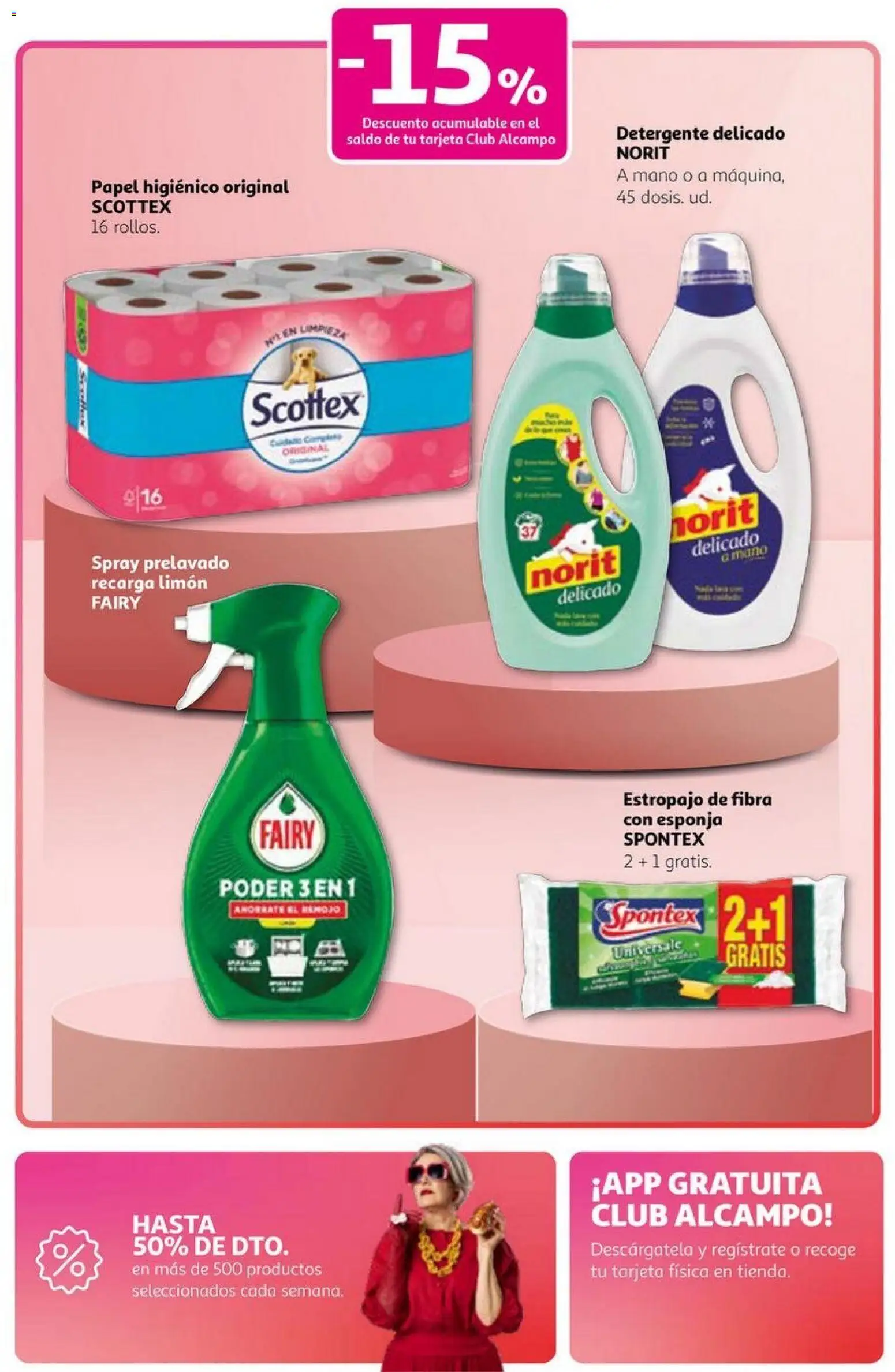 Alcampo - Club Nacional  │ válido desde el 23.10.2025 | Página: 19 | Productos: Esponja, Detergente, Papel higienico