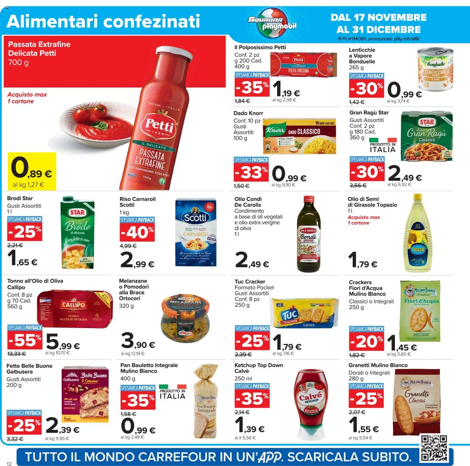 Volantino Carrefour del 02.12.2025 | Pagina: 12 | Prodotti: Riso Carnaroli, Pomodoro, Crackers, Olio extra vergine