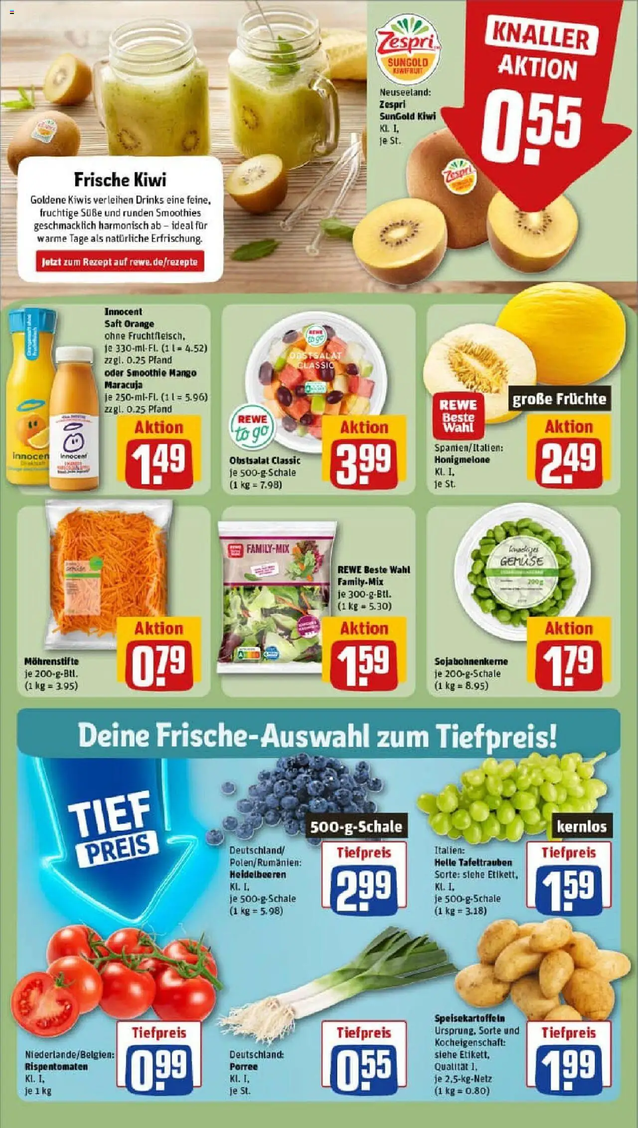 Rewe prospekt Berlin / Steglitz	 - gültig ab dem 20.07.2025 | Seite: 6 | Produkte: Honigmelone, Gemüse, Saft, Kiwi