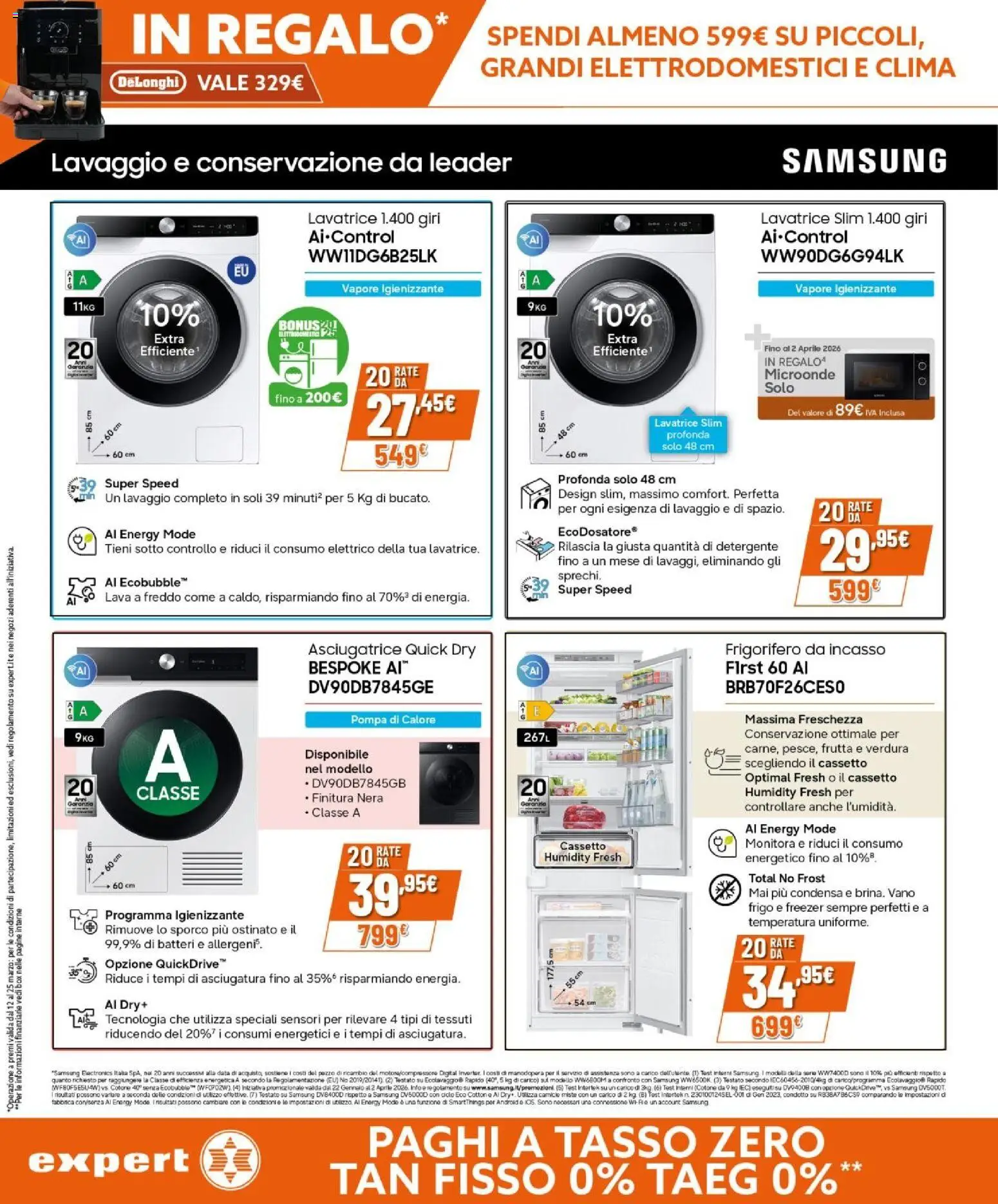 Volantino Expert del 12.03.2026 | Pagina: 12 | Prodotti: Microonde, Freezer, Frigorifero da incasso, Samsung