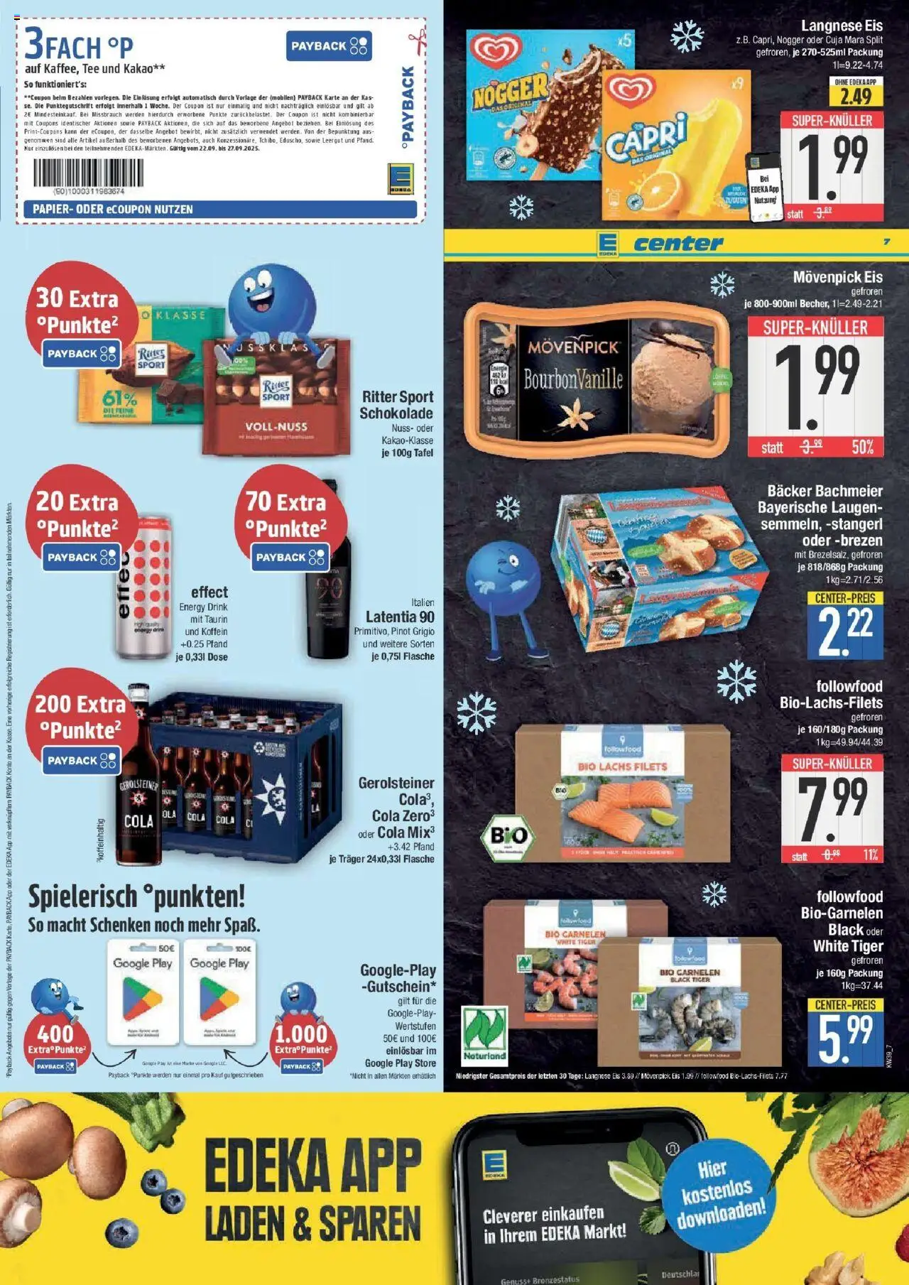 Edeka prospekt Weißenburg	 – gültig ab 21.09.2025 | Seite: 7 | Produkte: Langnese, Energy, Ritter sport, Tee