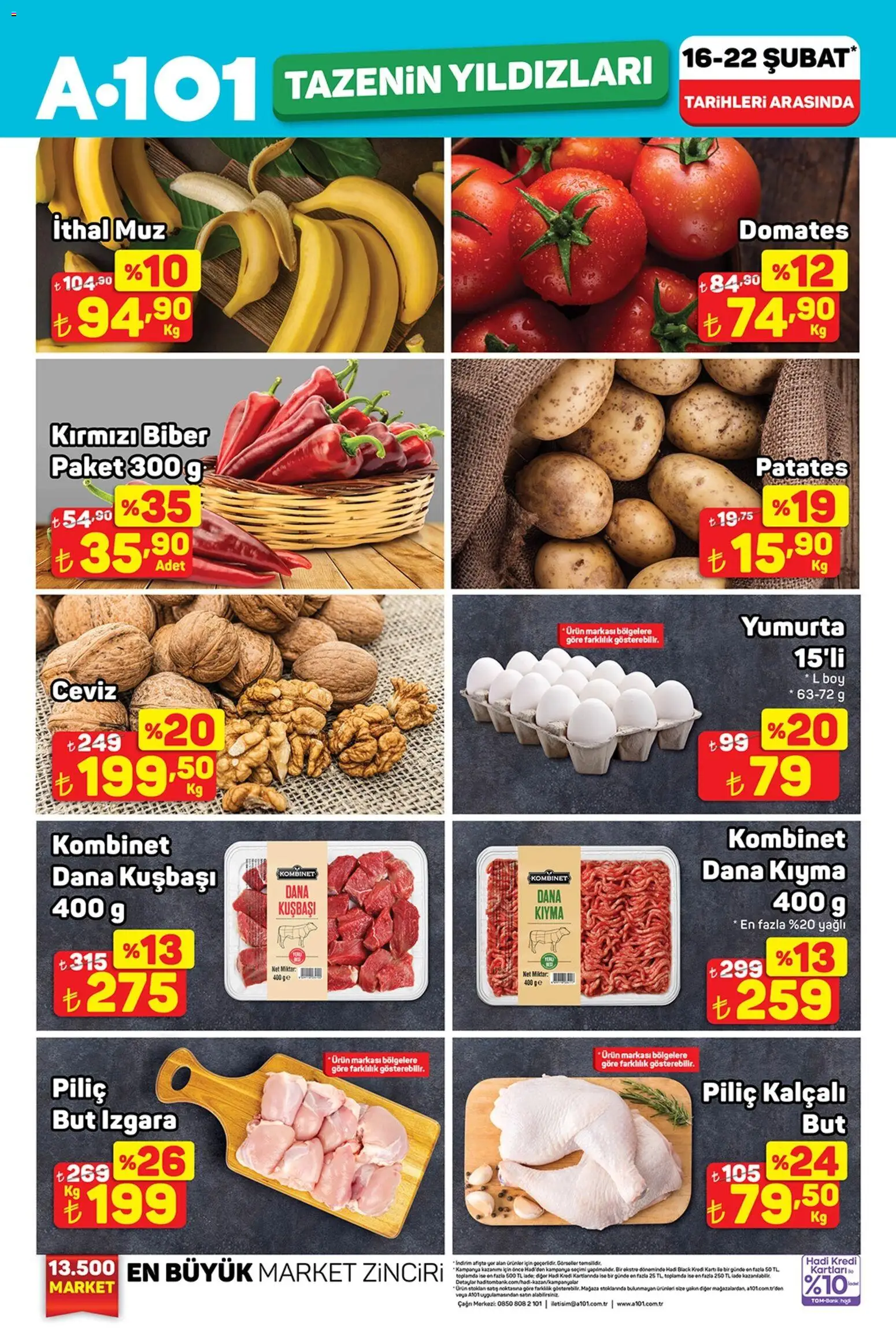 A101 Tazenin Yıldızları - 16.02.2026 tarihinden itibaren geçerlidir | Sayfa: 1 | Ürünler: Yumurta, Biber, Piliç, Izgara