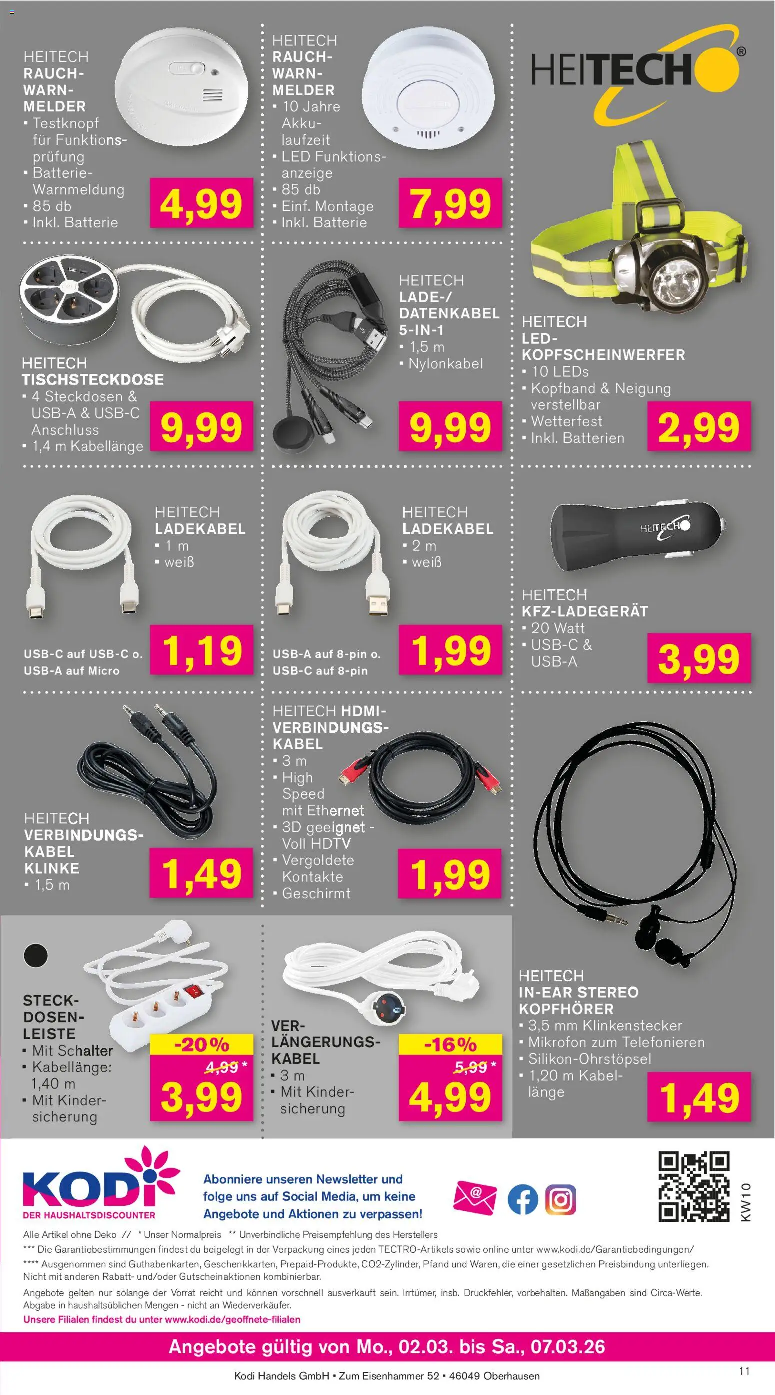 KODi Prospekt 	 – gültig ab 02.03.2026 | Seite: 11 | Produkte: Kabel, Mikrofon, Batterien, Ladekabel