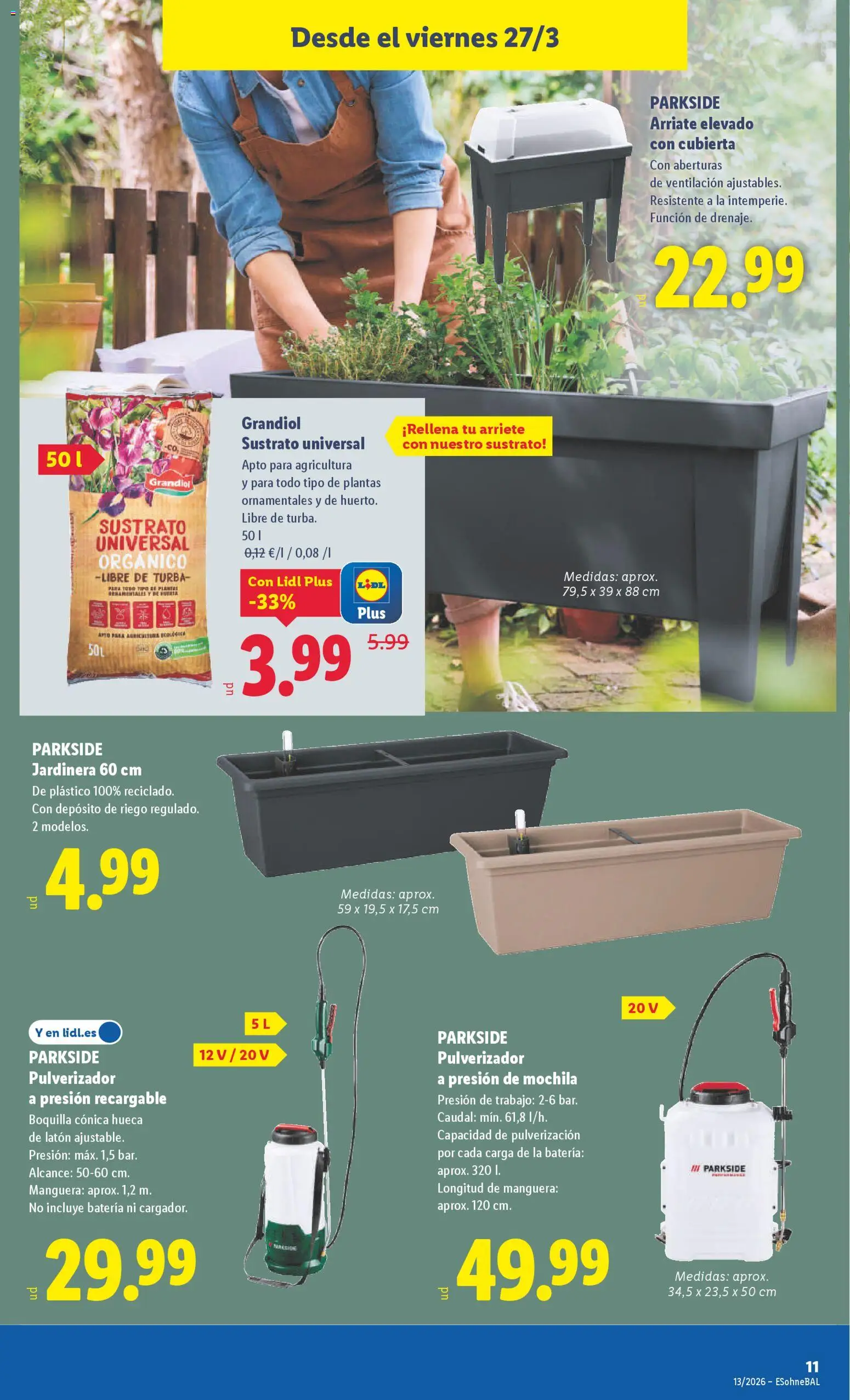 Lidl folleto de bazar │ válido desde el 23.03.2026 | Página: 17 | Productos: Manguera, Jardinera, Mochila, Batería